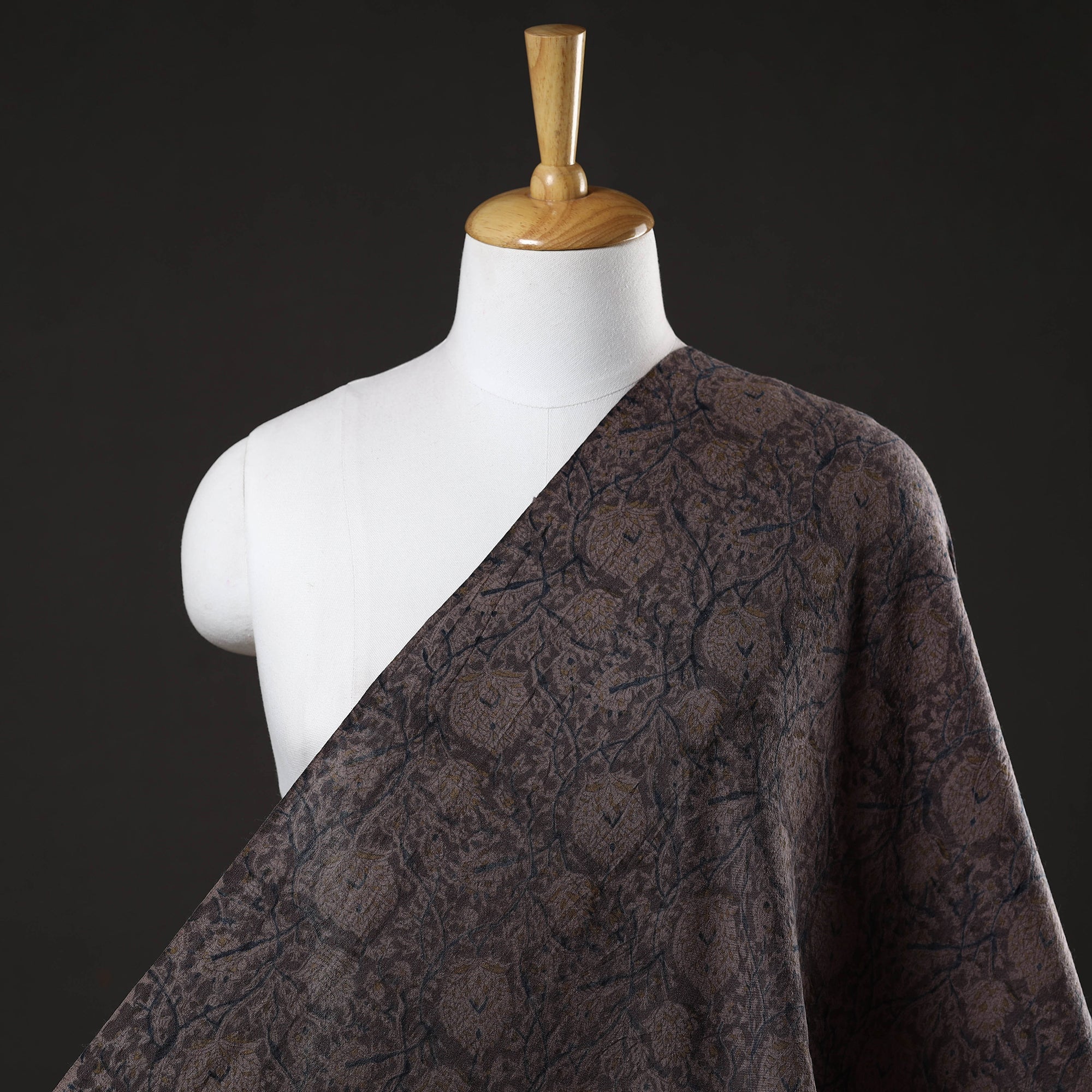 PITCHUKA SRINIVAS KALAMKARI PEDANA Brown - Pedana Kalamkari Block Print Handwoven Wool Fabric