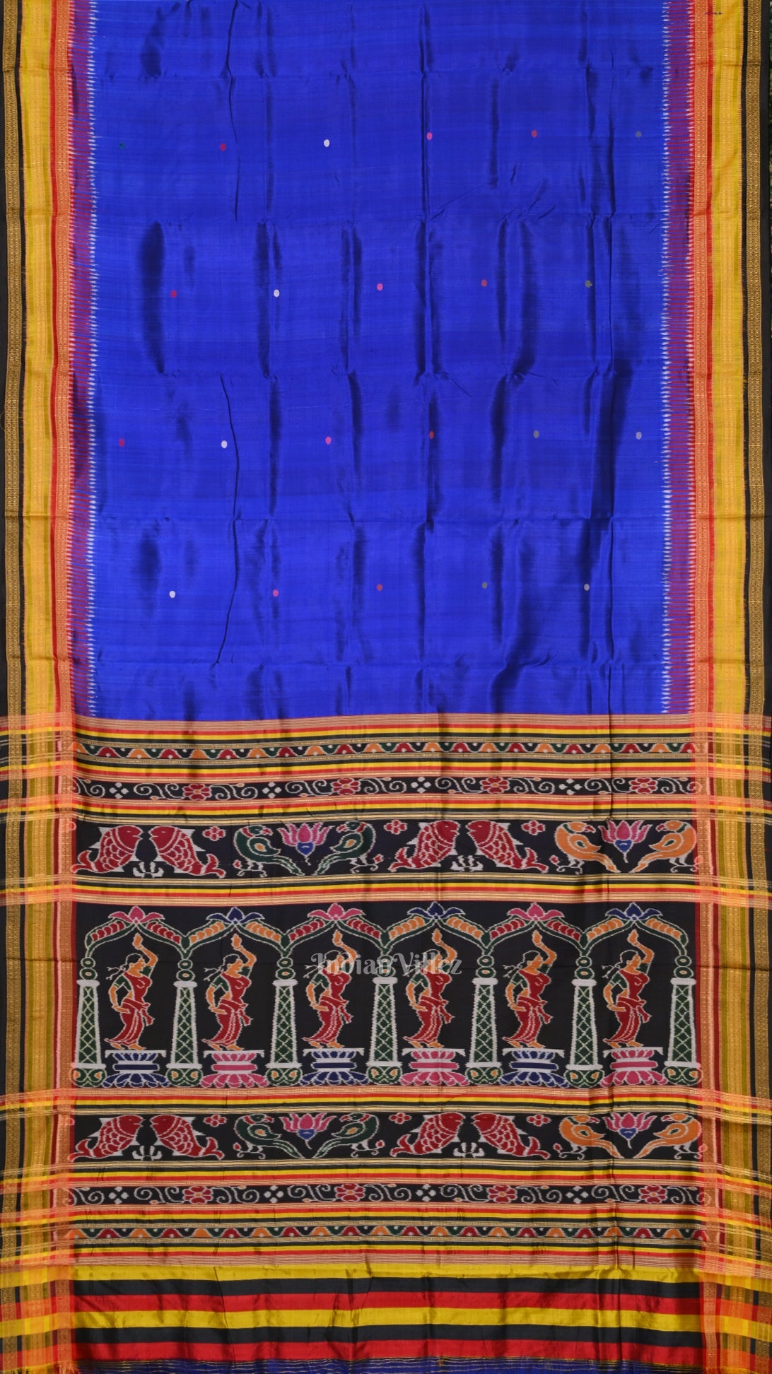 IndianVillèz Royal Blue Nartaki Kathiphera Odisha Ikat Khandua Silk Saree