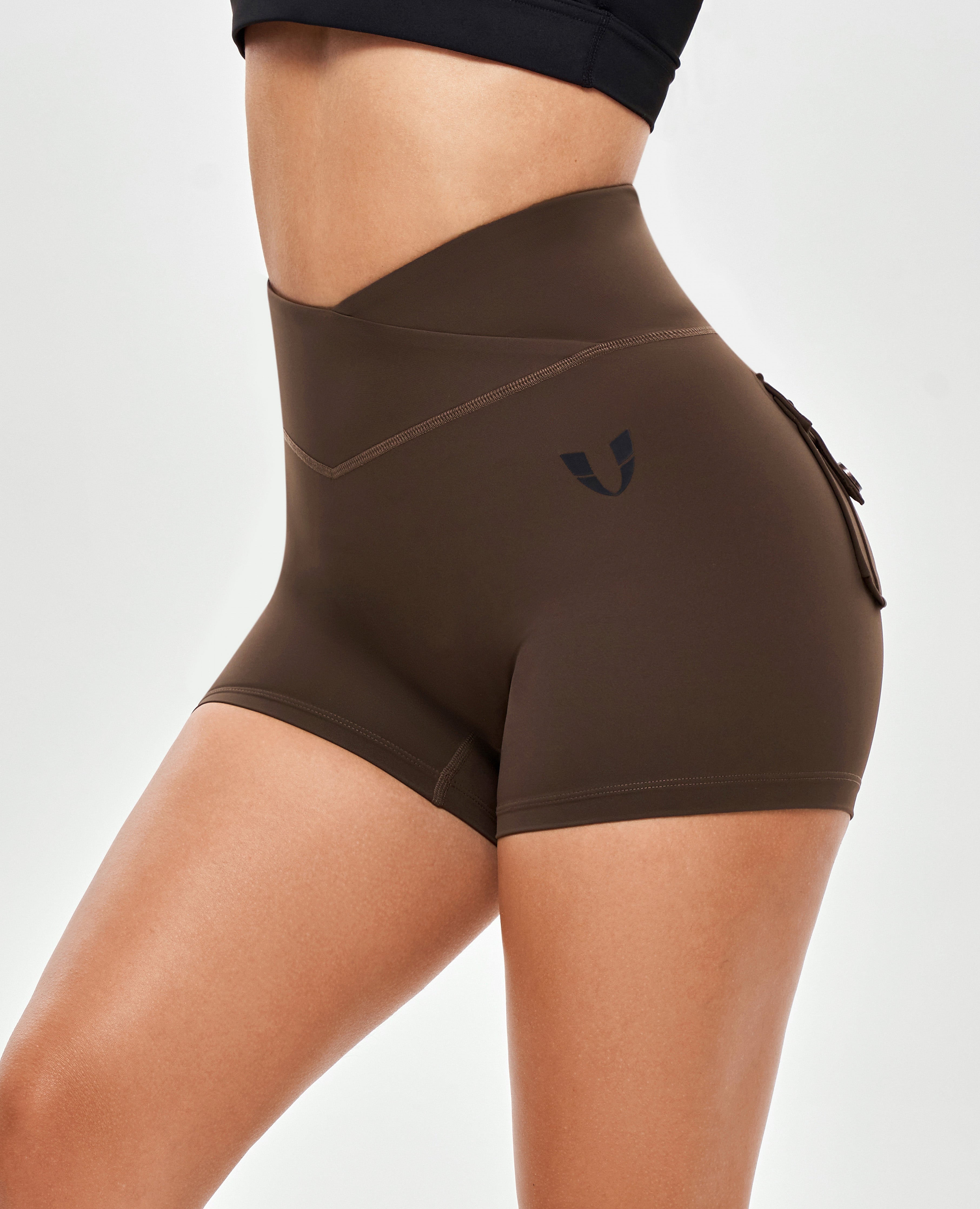 FIRM ABS V-waist Cargo Shorts Plus-Dark Brown