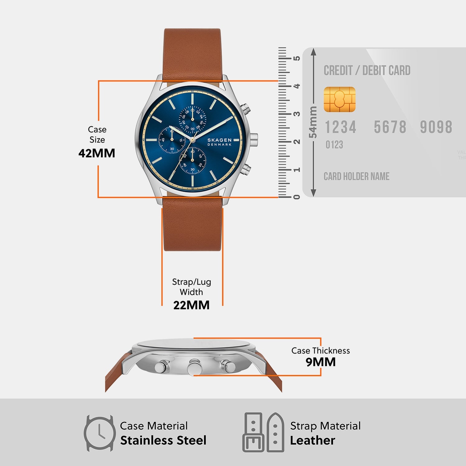 Skagen Holst Men Quartz Blue Dial Chronograph Stainless Steel Watch SKW6916 - view 5