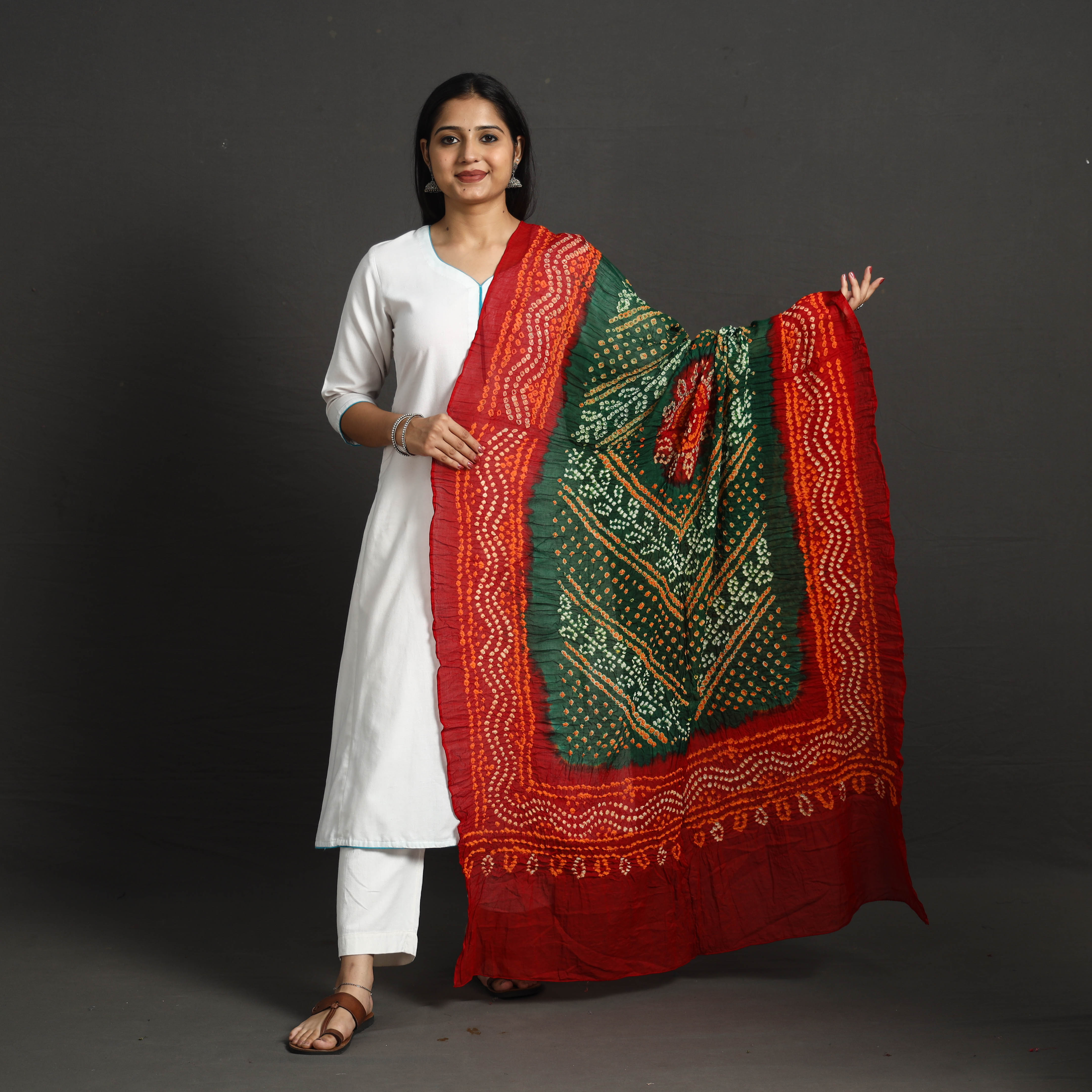 KACHCHH JI CHHAAP Kutch Tie-Dye Cotton Bandhani Dupatta 49