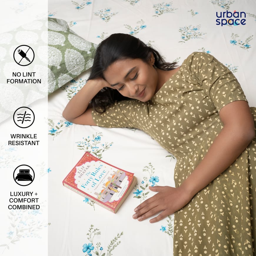 Urban Space -Home Furnishing Store Fitted King Size Cotton Bedsheet - Valley Blue - view 3