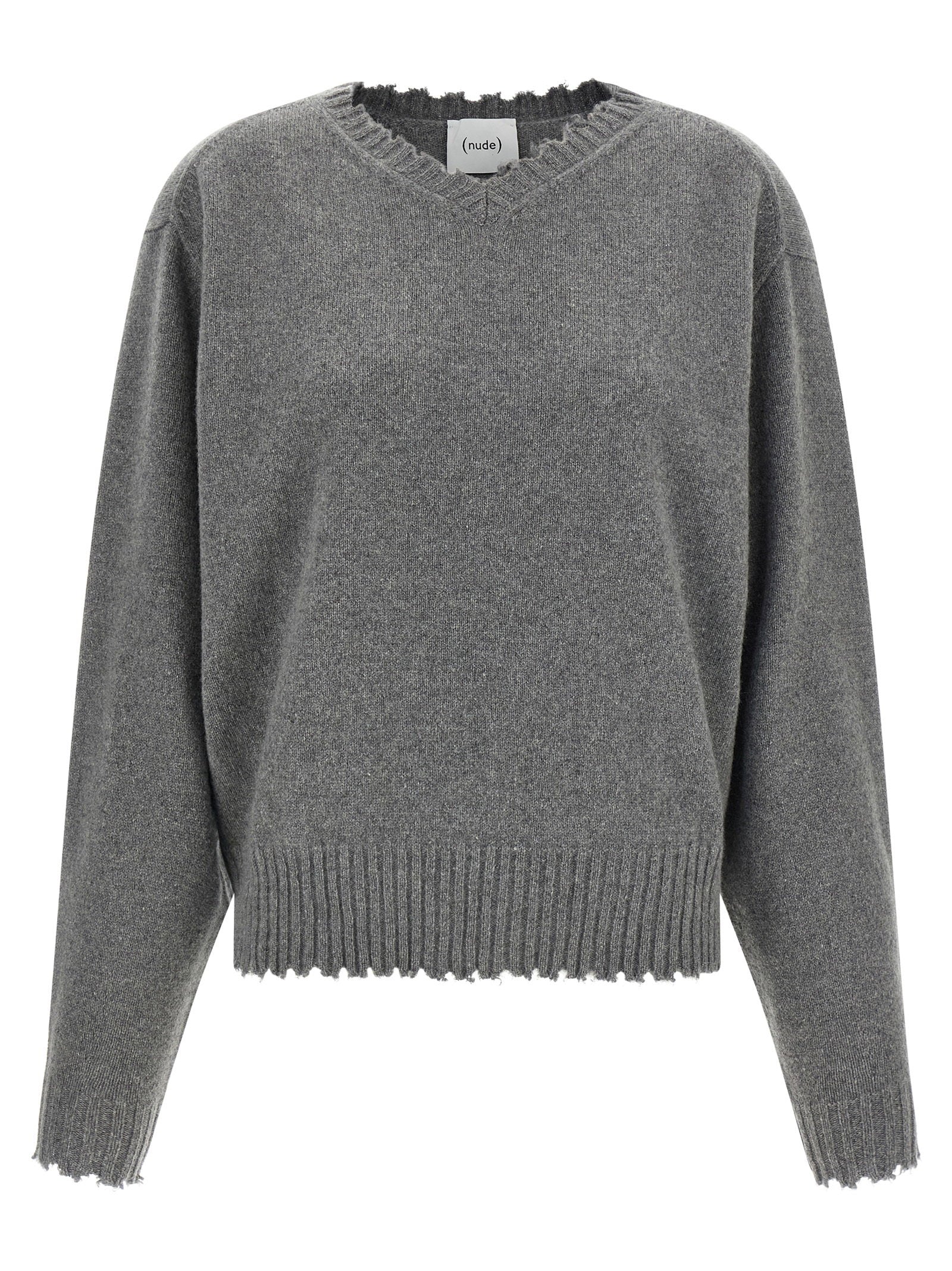 Nude Fringed Hem Sweater – 100% cashmere