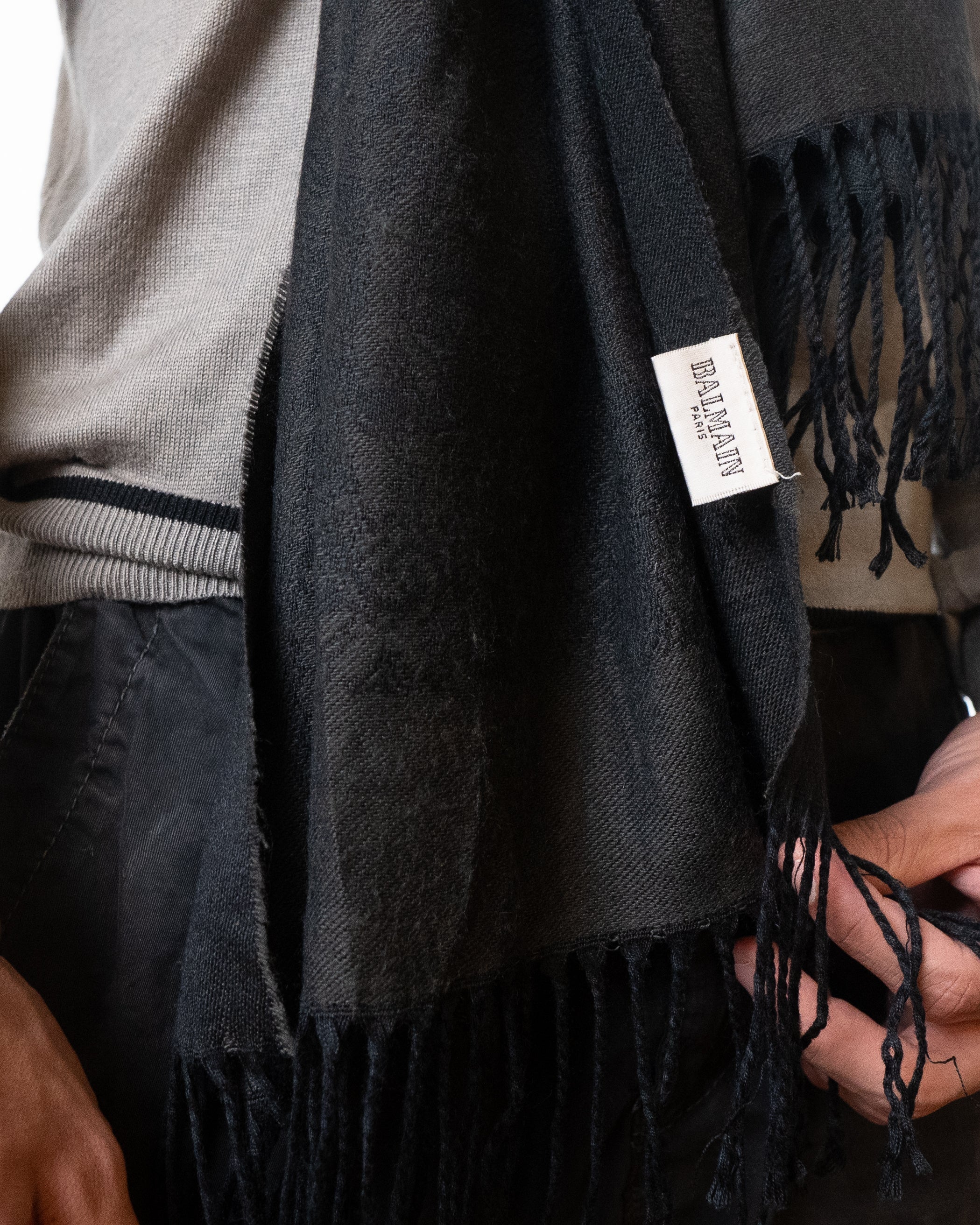 Balmain Grey and Black Scarf – Multi - view 2