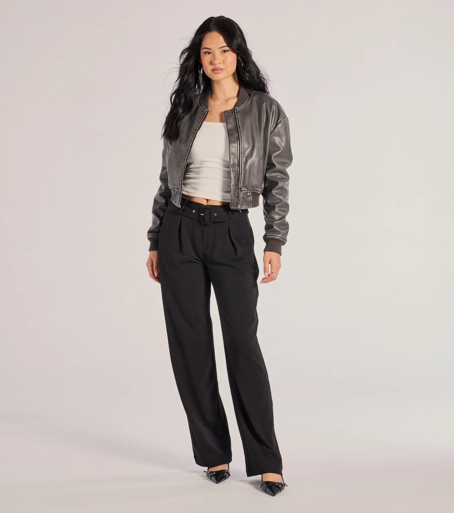 Windsor Sleek Impression Belted Straight-Leg Trouser Pants