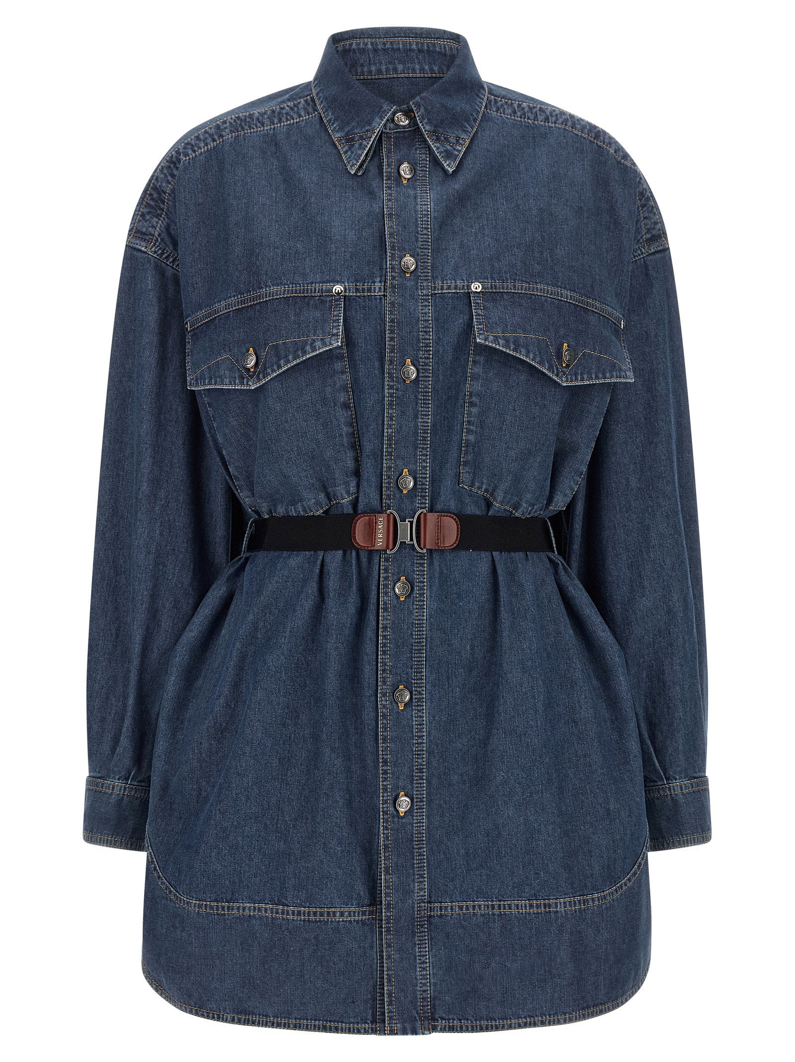 Versace Chambray Denim Dress – 100% cotton