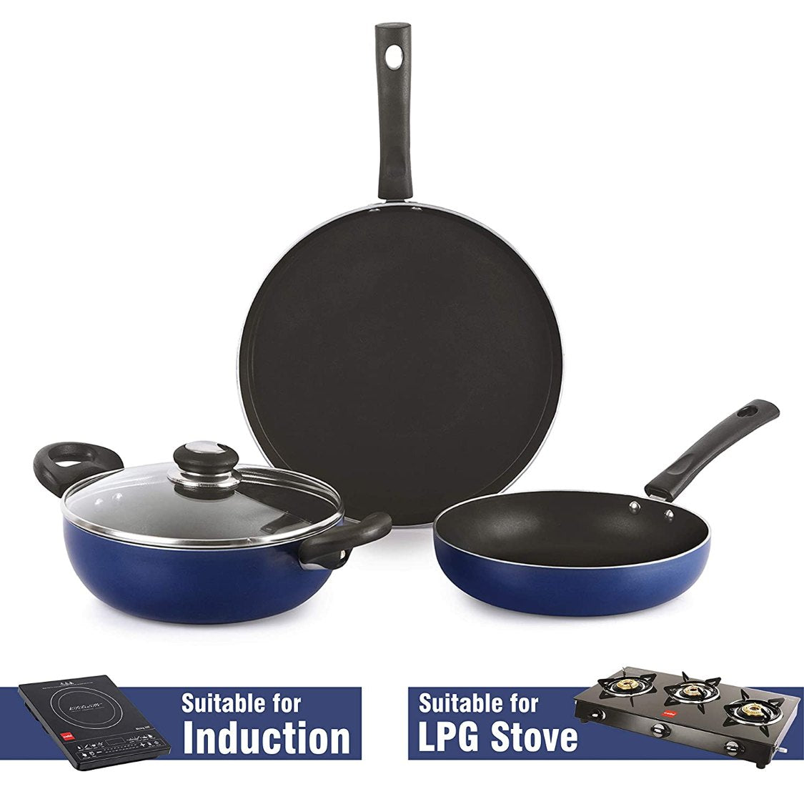 Cello Non-Stick Prima Induction Base Cookware Set, 3 Pieces - view 15