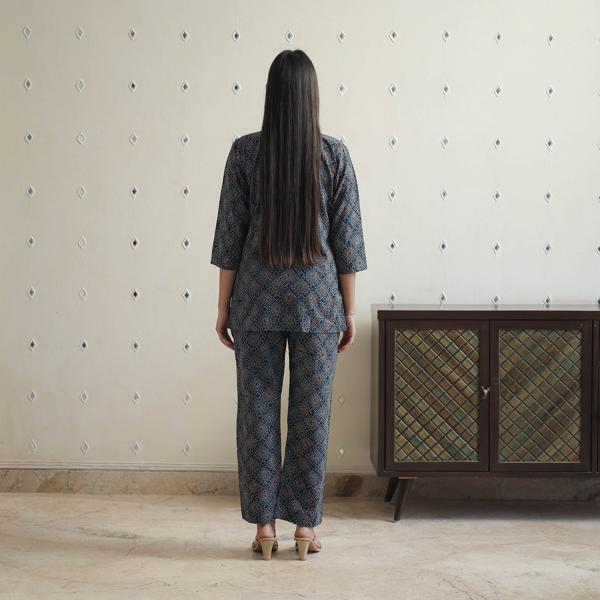 ITOKRI CASUALS Blue - Block Printed Cotton Ajrakh Co-ord Set 23 - view 5