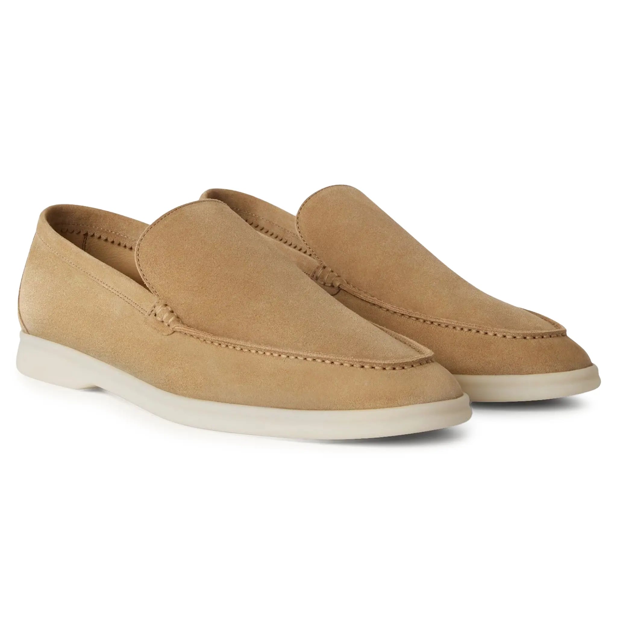 Loro Piana Summer Walk Suede Light Wood Smoke Loafers - view 2
