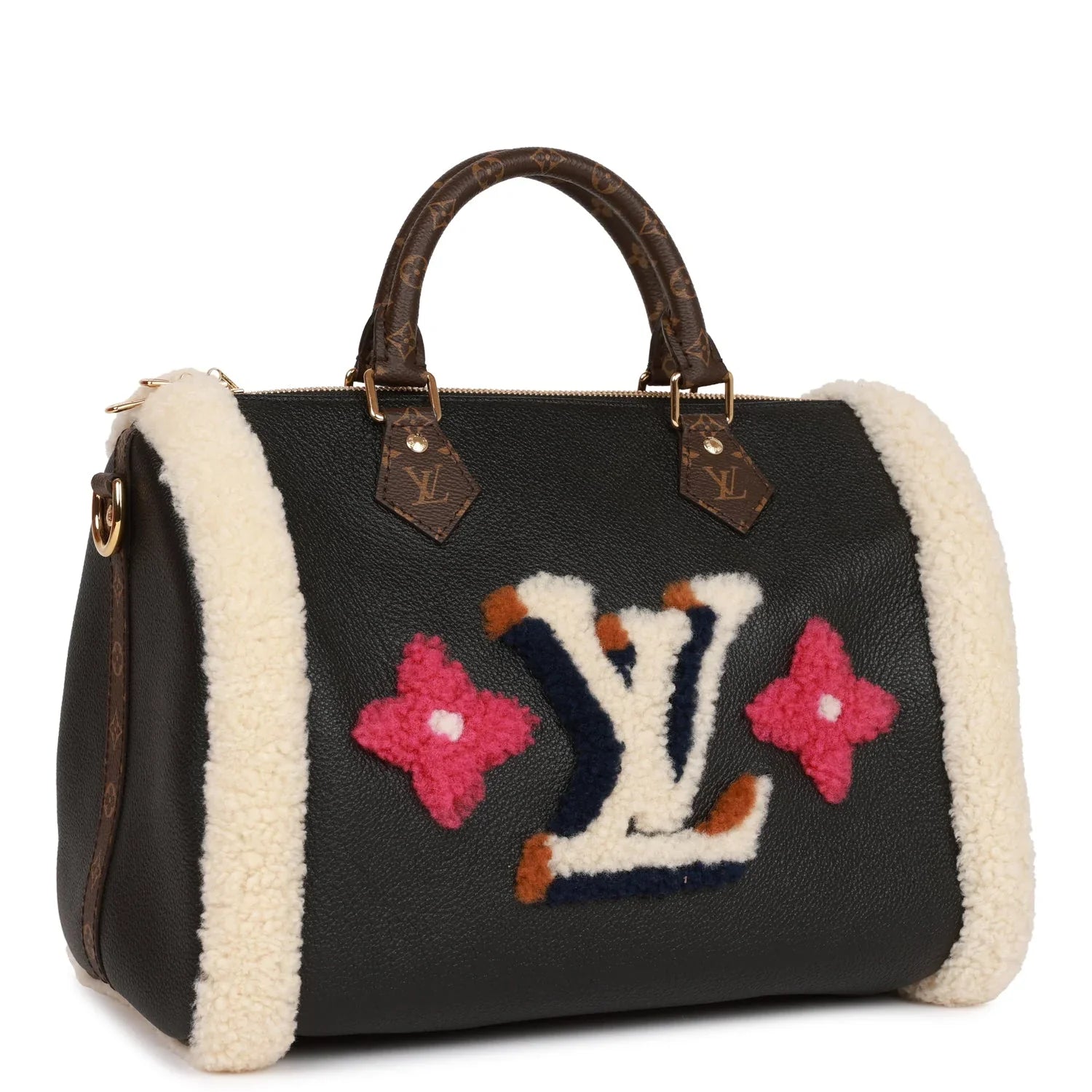 Cop Underdog Louis Vuitton Teddy Monogram Shearling Speedy 25 Bandouliere - view 3