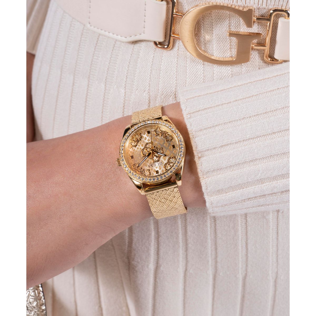 Guess Trend Women Quartz Champagne Dial Analog Mesh Watch GW0748L2 - view 6