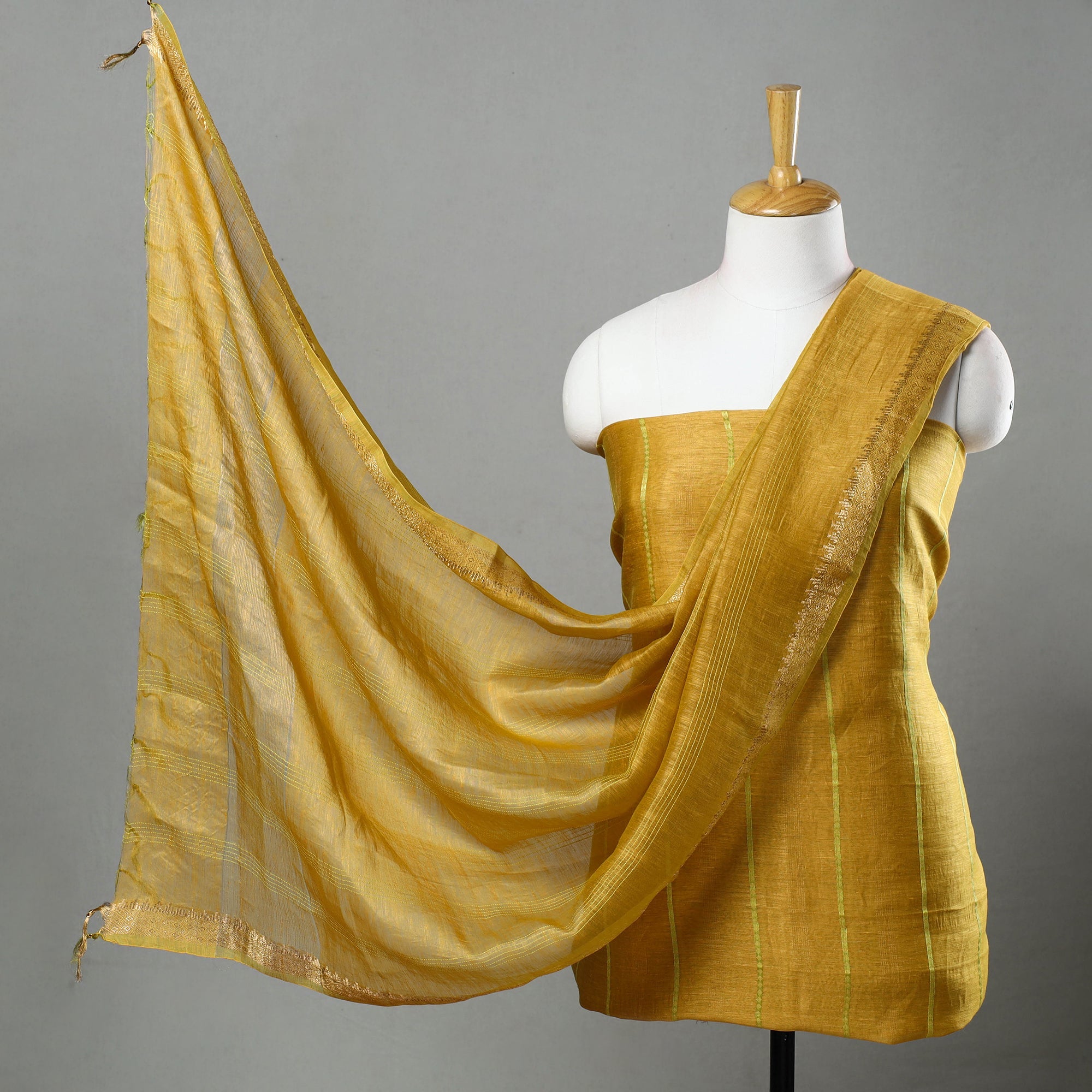 HAVELI CHRONICLES 3pc Linen Silk Handloom Plain Dress Material 07