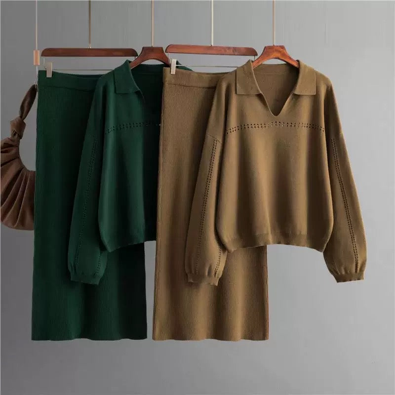 Alamode By Akanksha Aster Premium Woolen Coord Set - Sweater with Skirt