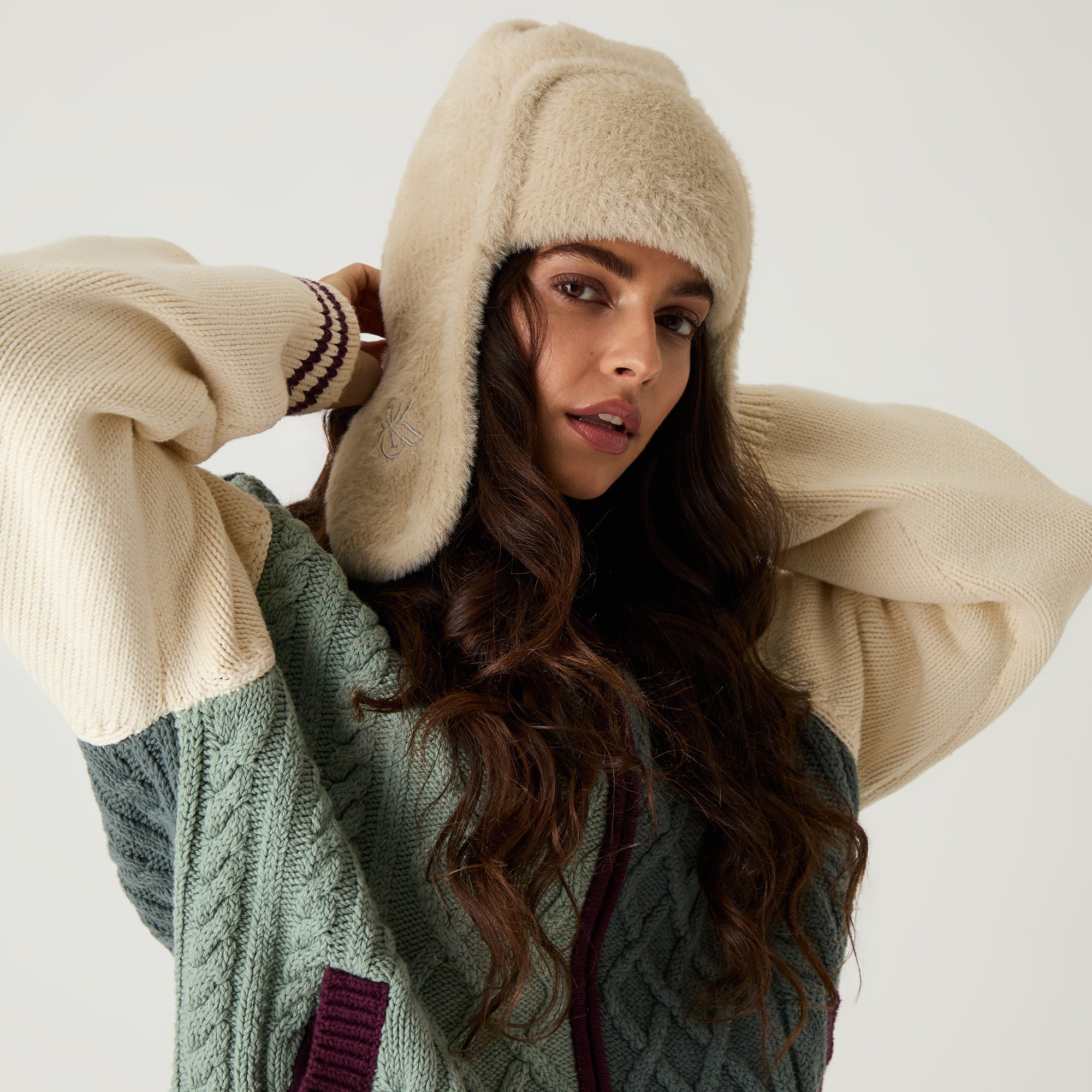 Kith Women Mohair Earflap Beanie - Oat - view 2