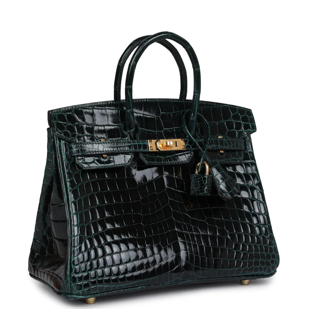 Cop Underdog Hermès Birkin 25 Vert Cypress Shiny Niloticus Crocodile Gold Hardware - view 3