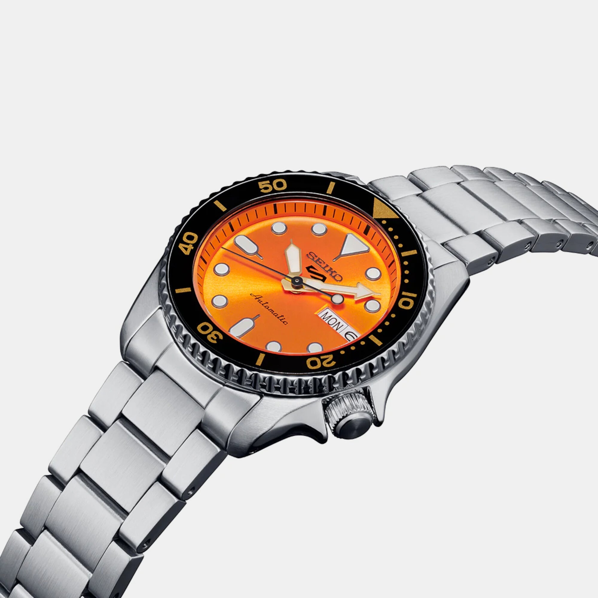 Seiko 5 Sports Men Automatic Orange Dial Analog Stainless Steel Watch SRPK35K1 - view 2