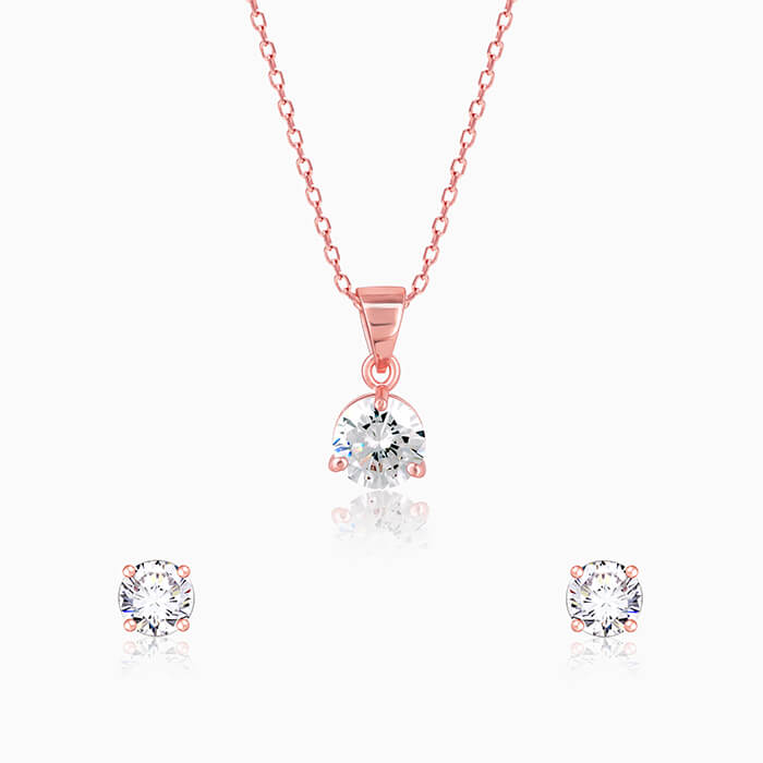 GIVA Jewellery Rose Gold Classic Zircon Set