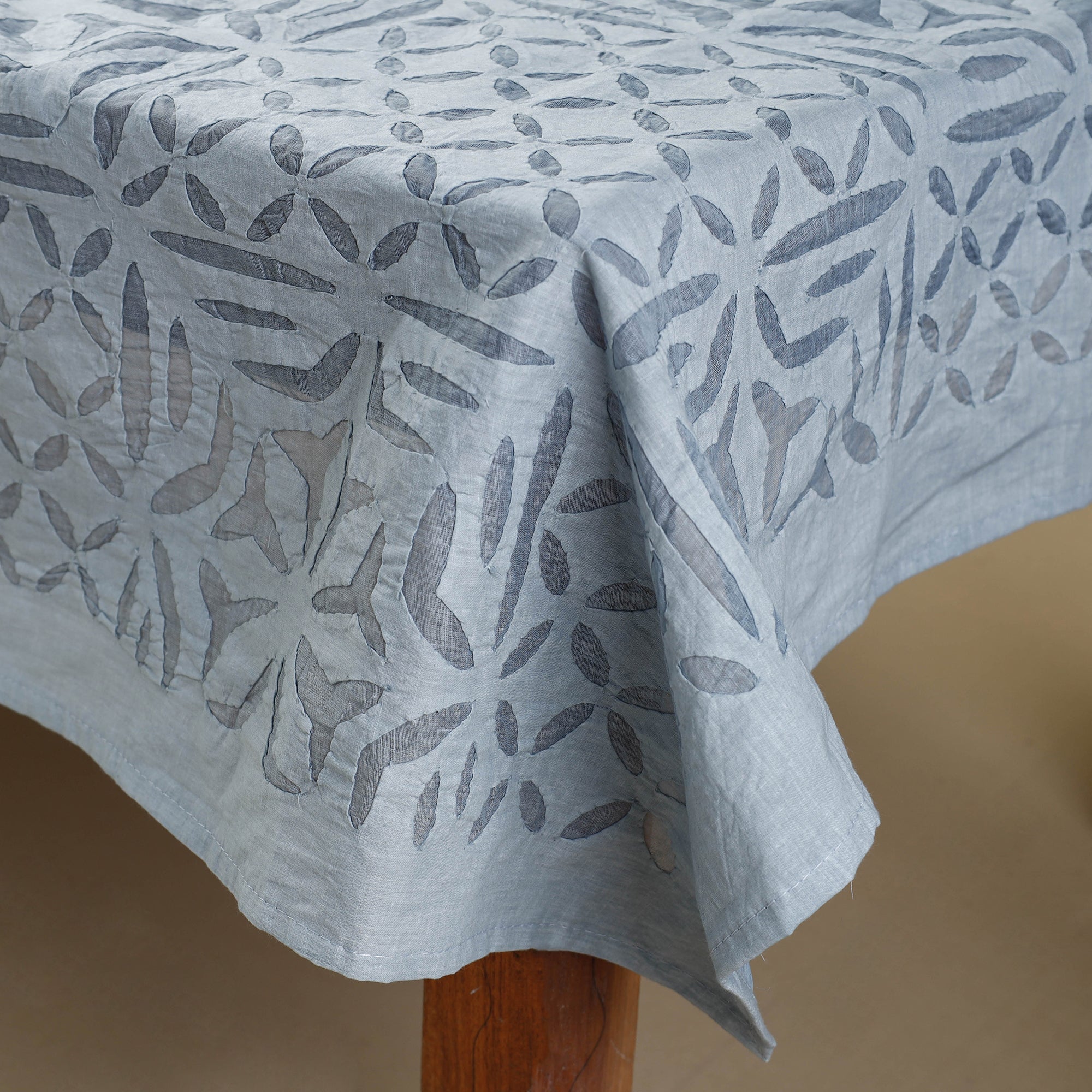 SHADES OF MARUDHARA Blue - Applique Cutwork Cotton Table Cover - 4 Seater - view 2