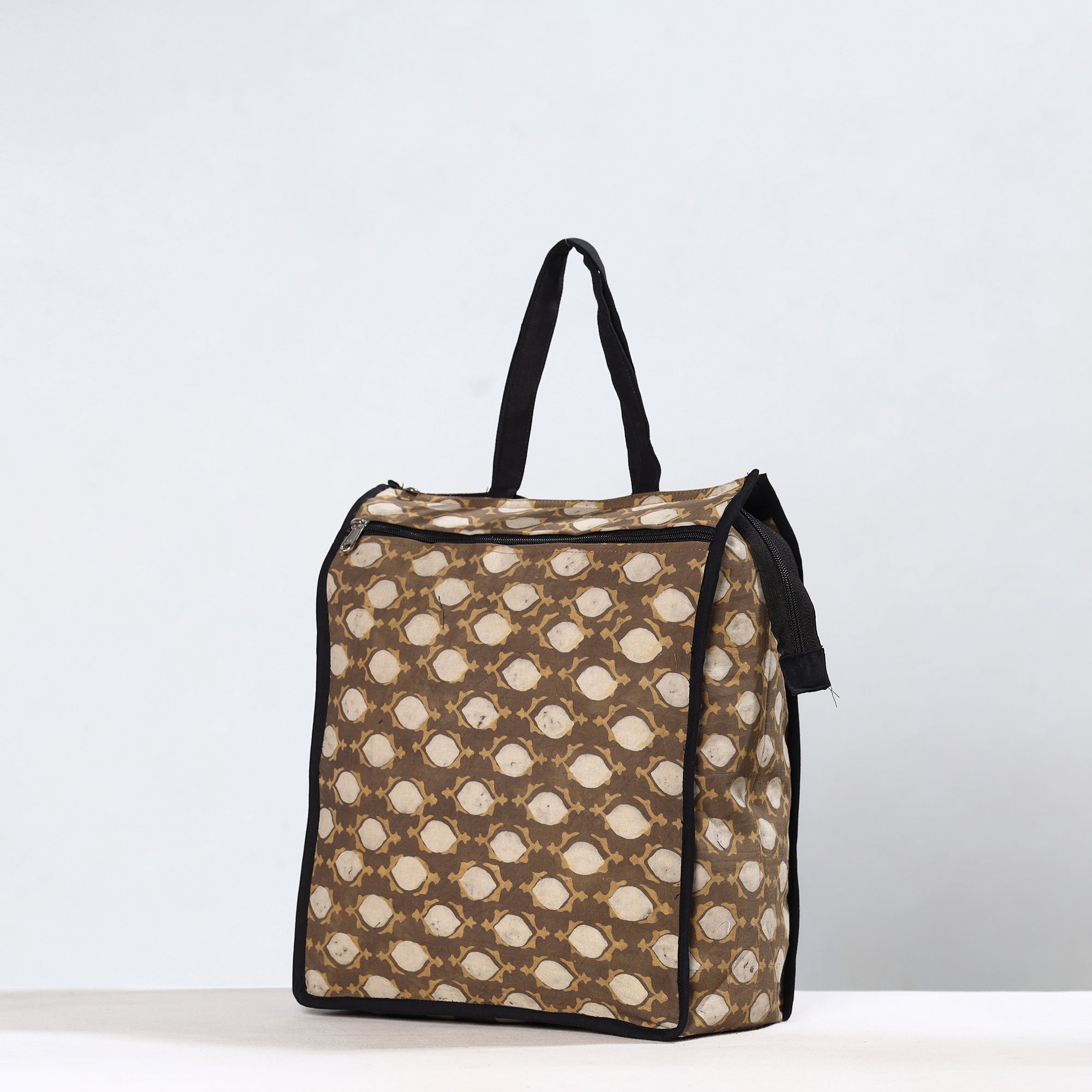 NOORI BAZAR Brown - Handmade Akola Block Printed Cotton Shopping Bag 04 - view 2