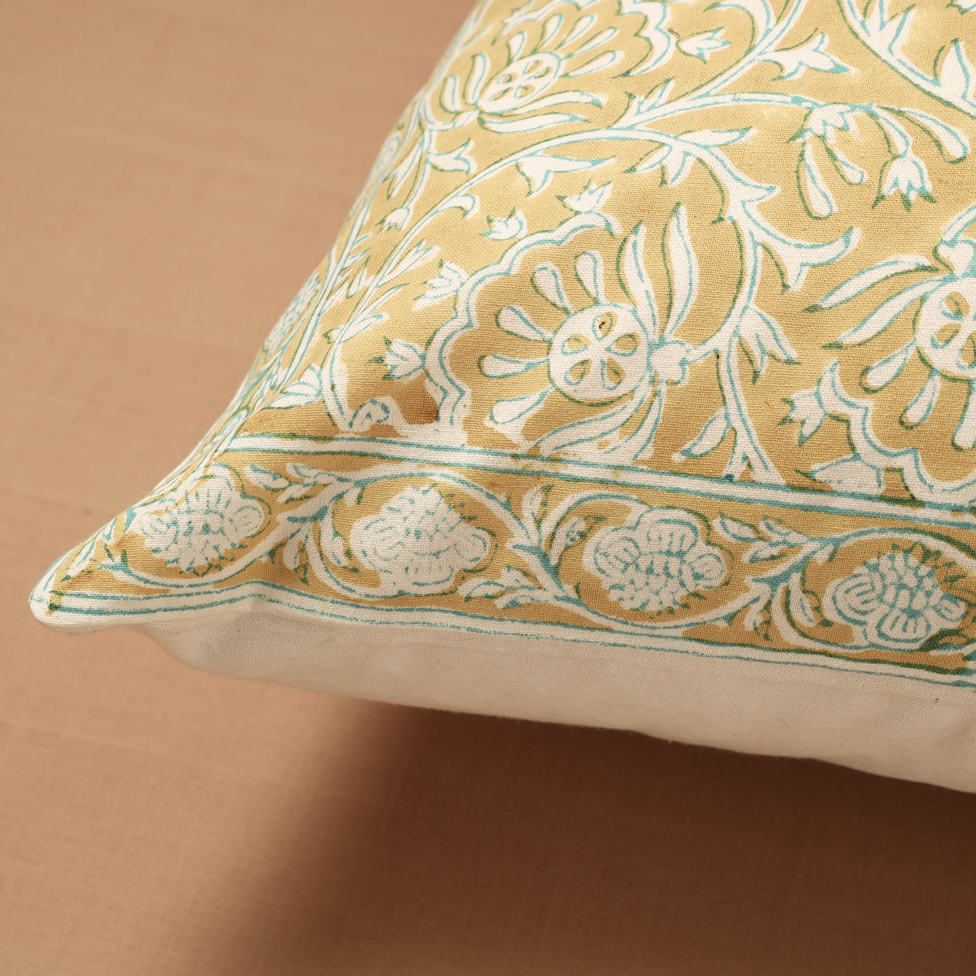 CHUTNEY CRAFT STUDIO Block Print Cotton Sanganeri Cushion Cover (16 x 16 in) - view 2