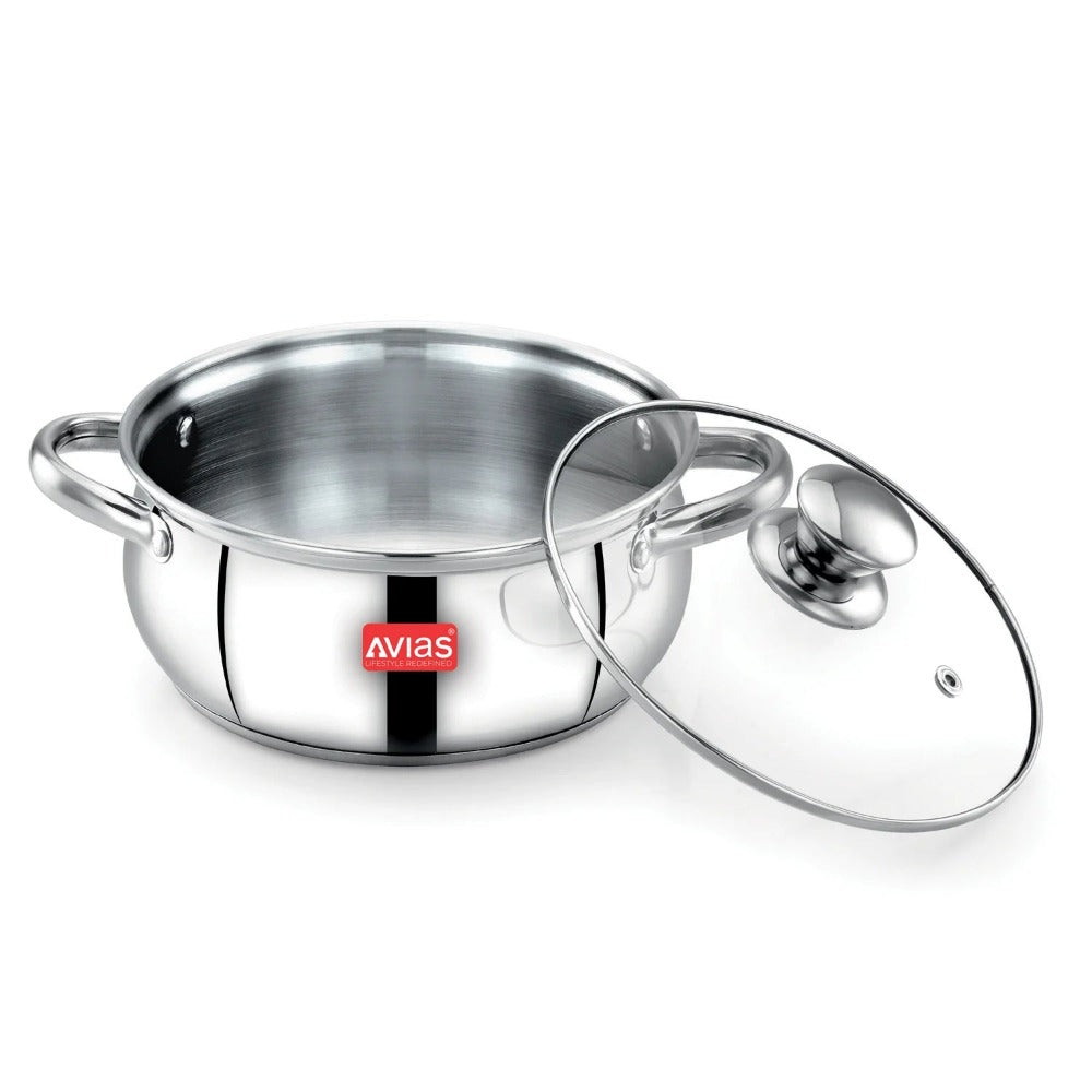 AVIAS Inox IB Stainless Steel Cookpot With Glass Lid | Gas & Induction Compatible | Silver | 1 Pc - view 4