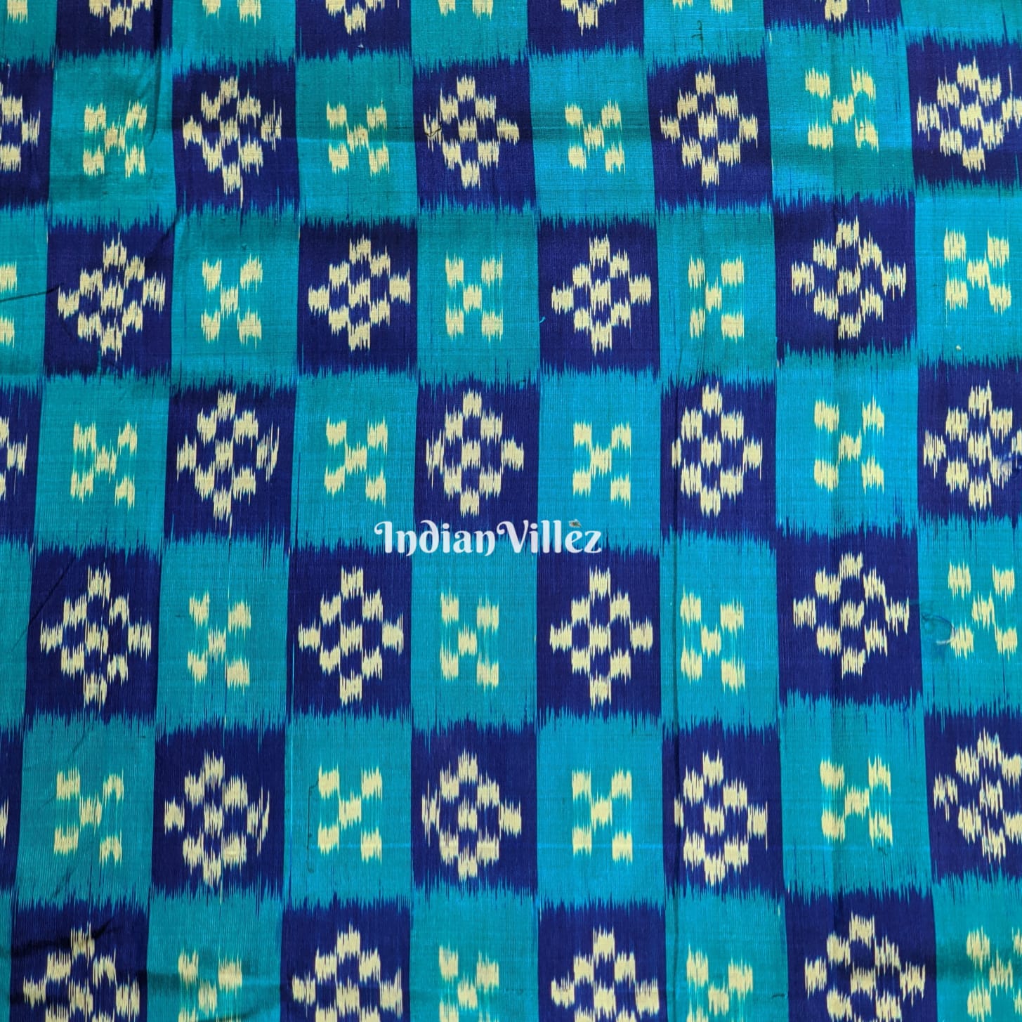 IndianVillèz Blue Pasapalli Theme Sambalpuri Ikat Silk Fabric - view 2