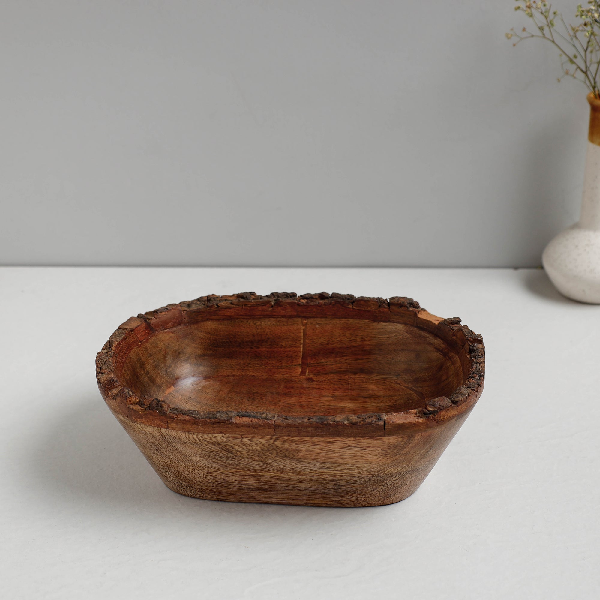 HAVELI CHRONICLES Brown - Handcrafted Mango Wooden Oval Bowl (7 x 10 in) - view 2