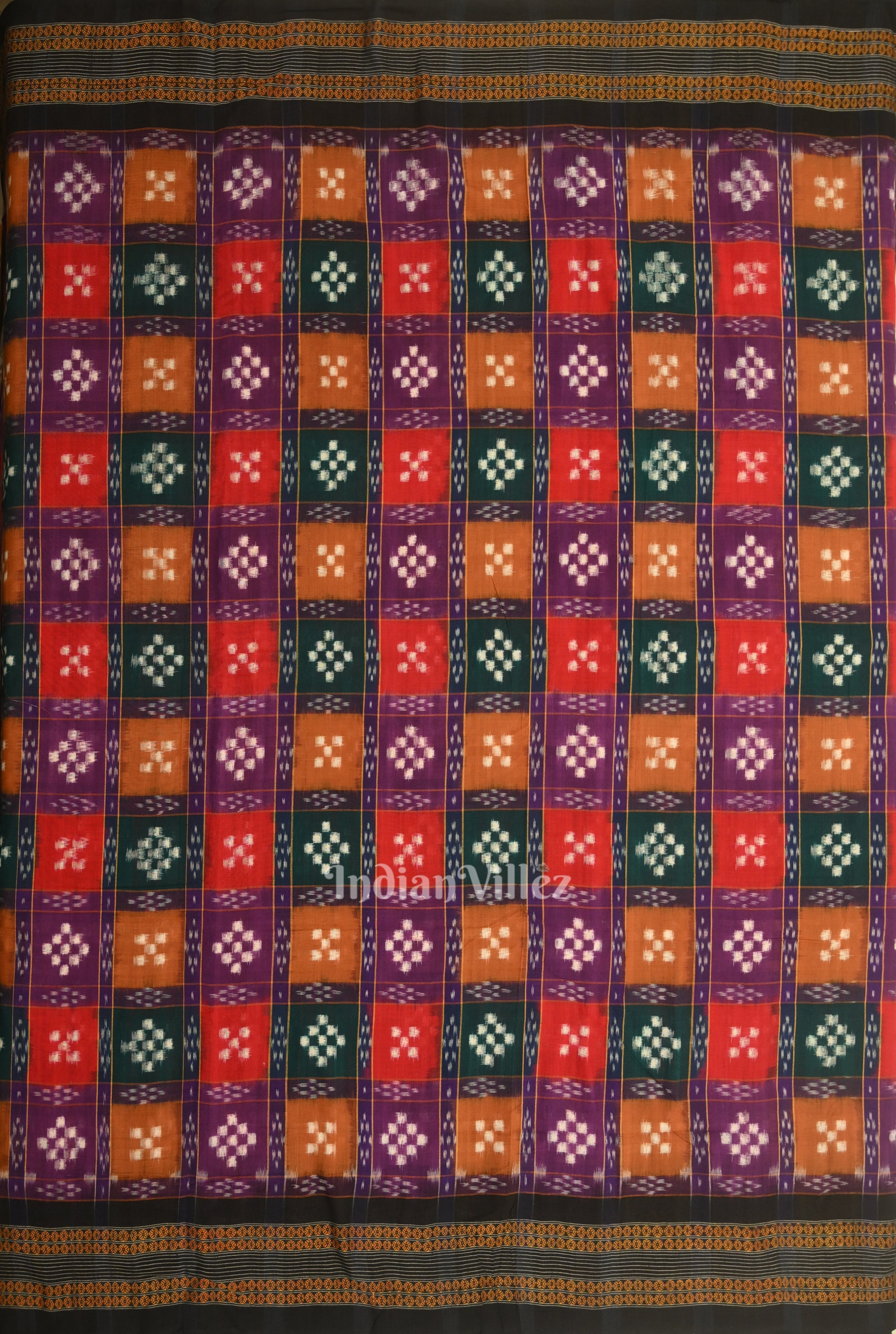 IndianVillèz Multi Color Pasapali Sambalpuri Ikat Cotton Fabric - view 3