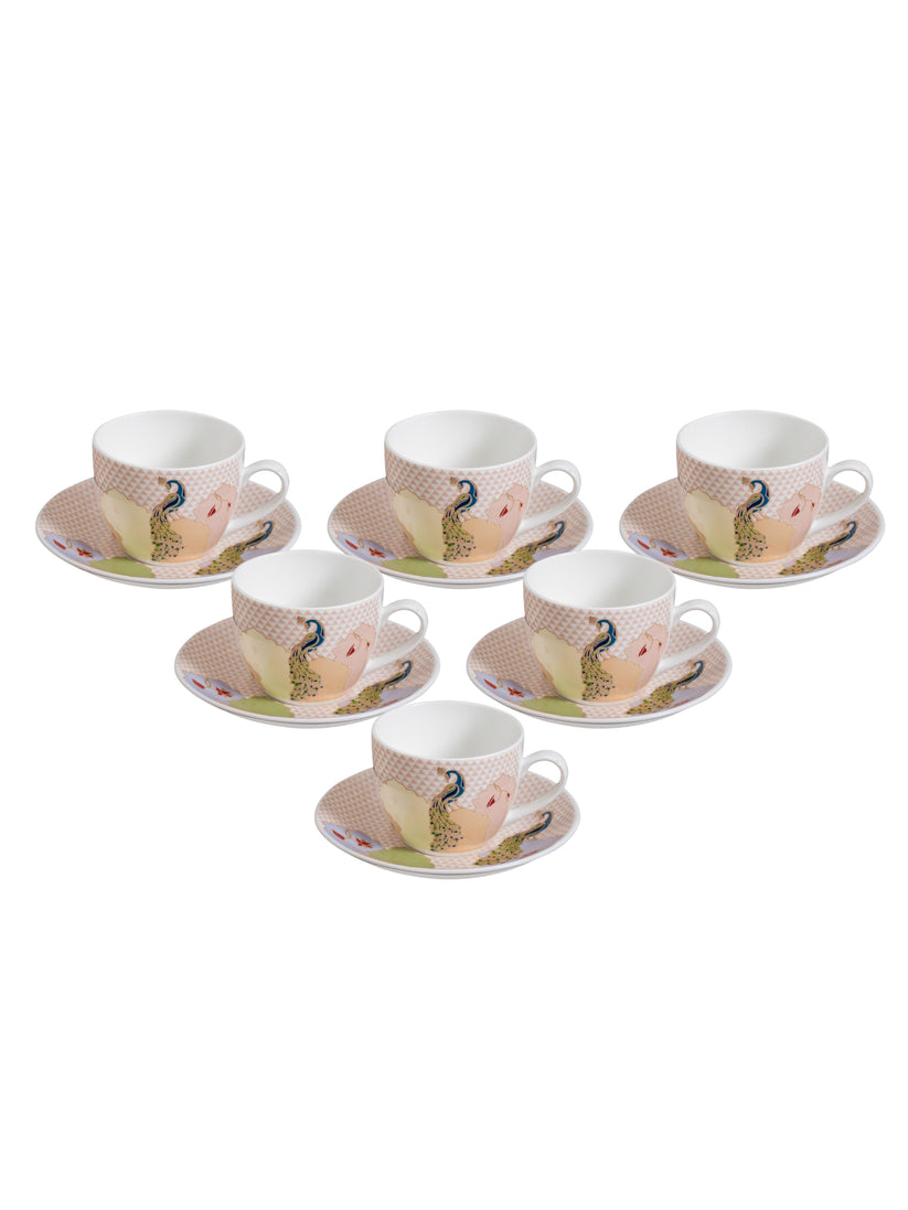 JCPL Cream Super Cup & Saucer 170 ml Set | Set of 12 Pcs - view 2