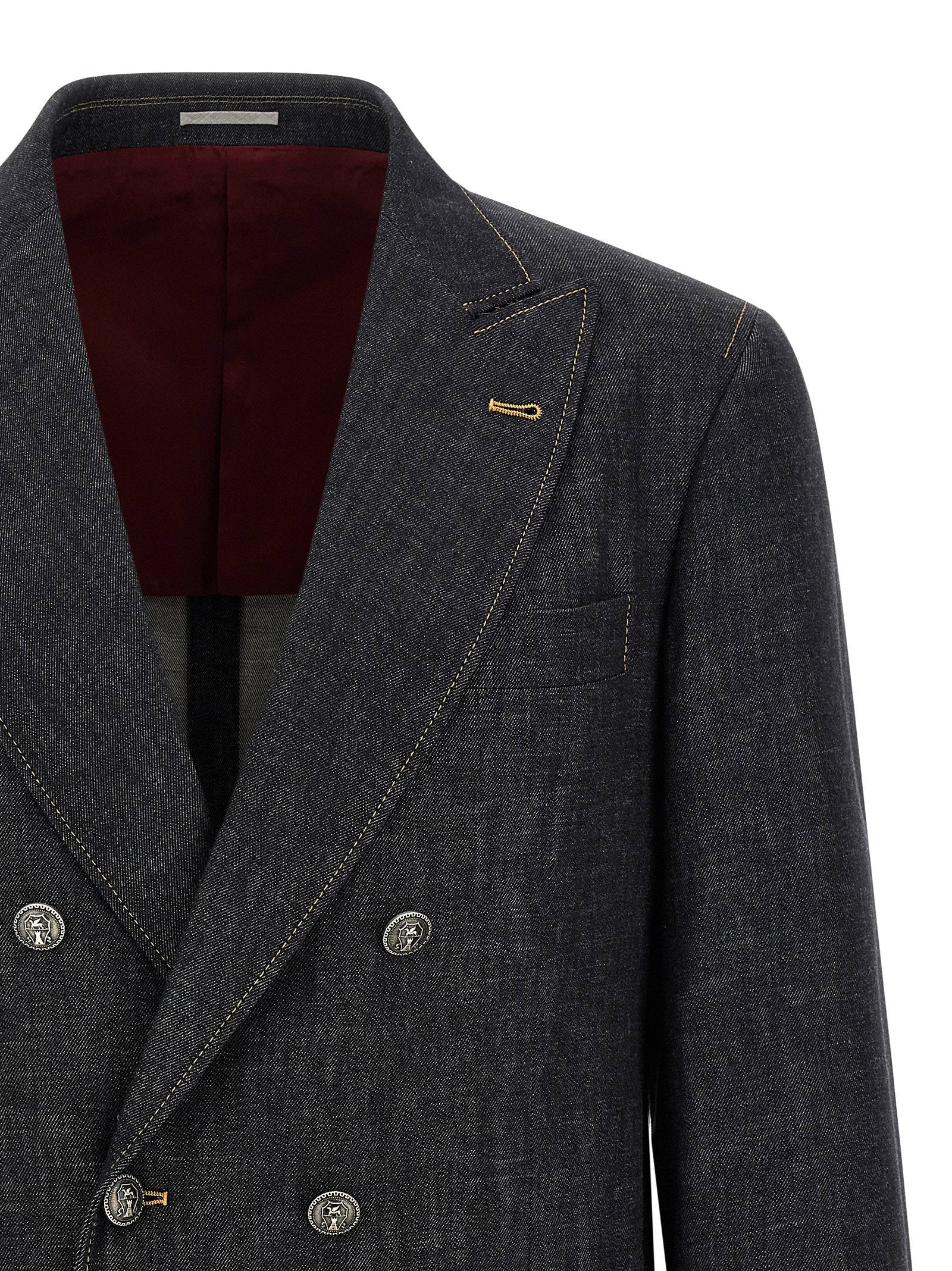 Brunello Cucinelli Double-breasted Denim Blazer - view 3