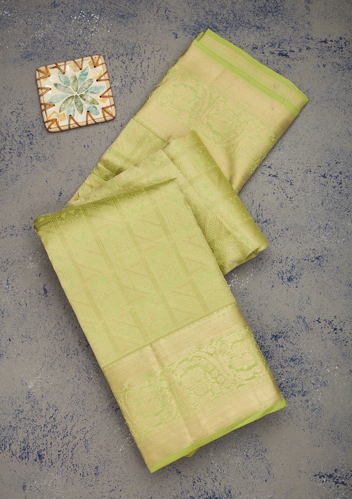 Koskii Pista Green Zariwork Pure Silk Saree – Women's