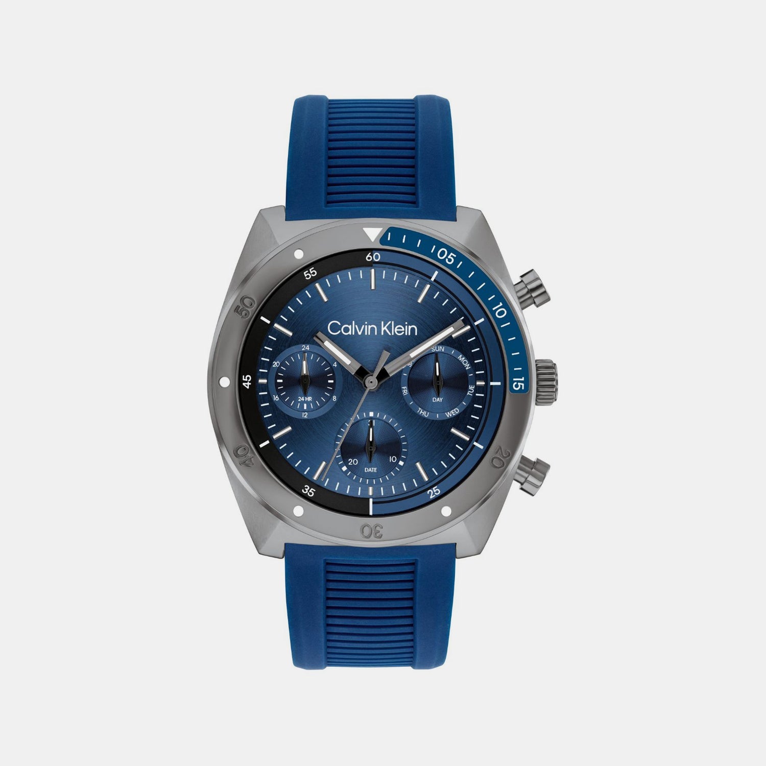 Calvin Klein Ck Flex Men Quartz Blue Dial Chronograph Stainless Steel Watch 25200468
