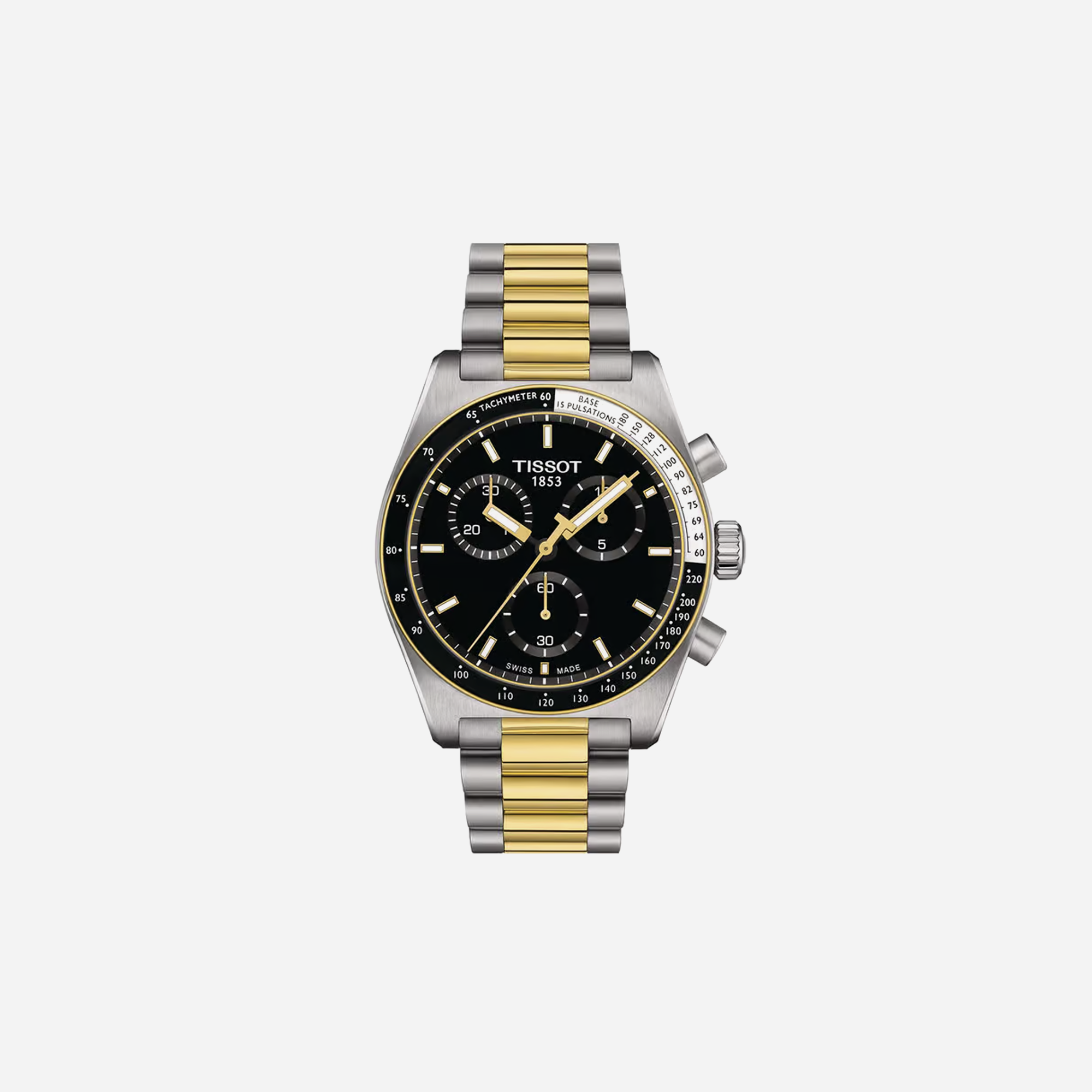 Tissot PR516 Chronograph Black Dial 40mm Grey and Yellow Gold PVD Bracelet Quartz Watch