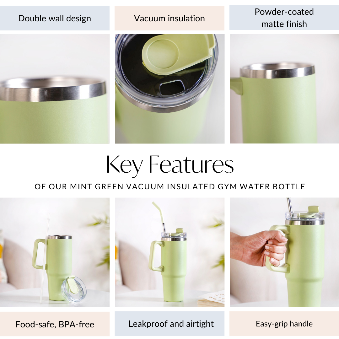 Nestasia Glacio Insulated Water Bottle Tumbler With Handle Seafoam Green 850ml - view 6