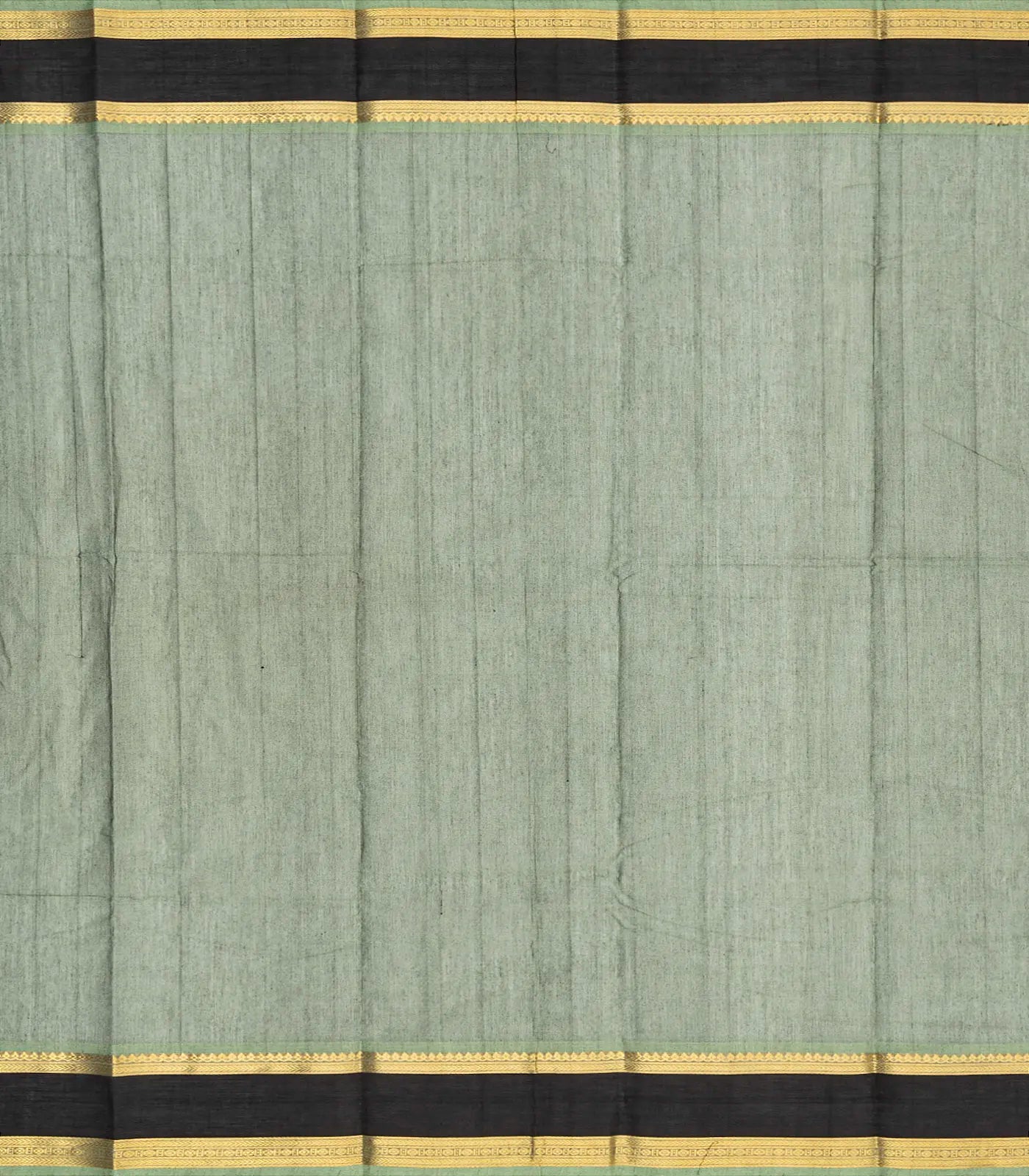 RmKV Shadow Green Handloom Kanchi Cotton Saree With Tree Buttas & Black Border - view 4