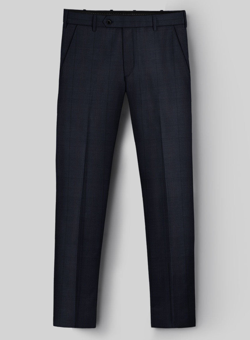 StudioSuits Napolean Artici Windowpane Blue Wool Pants