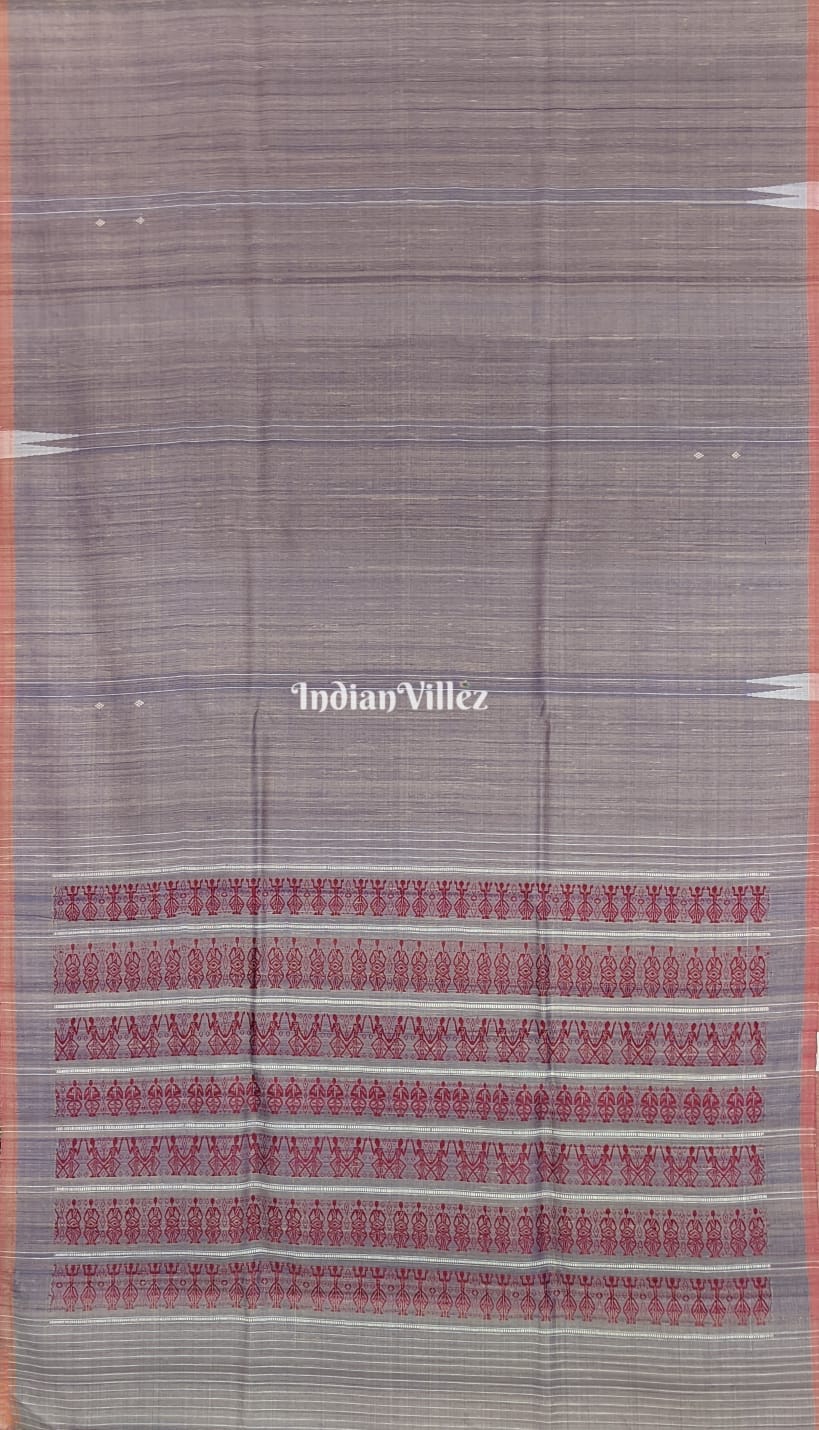 IndianVillèz Ash Grey Asta Prahari Theme Gopalpur Tussar Silk Saree