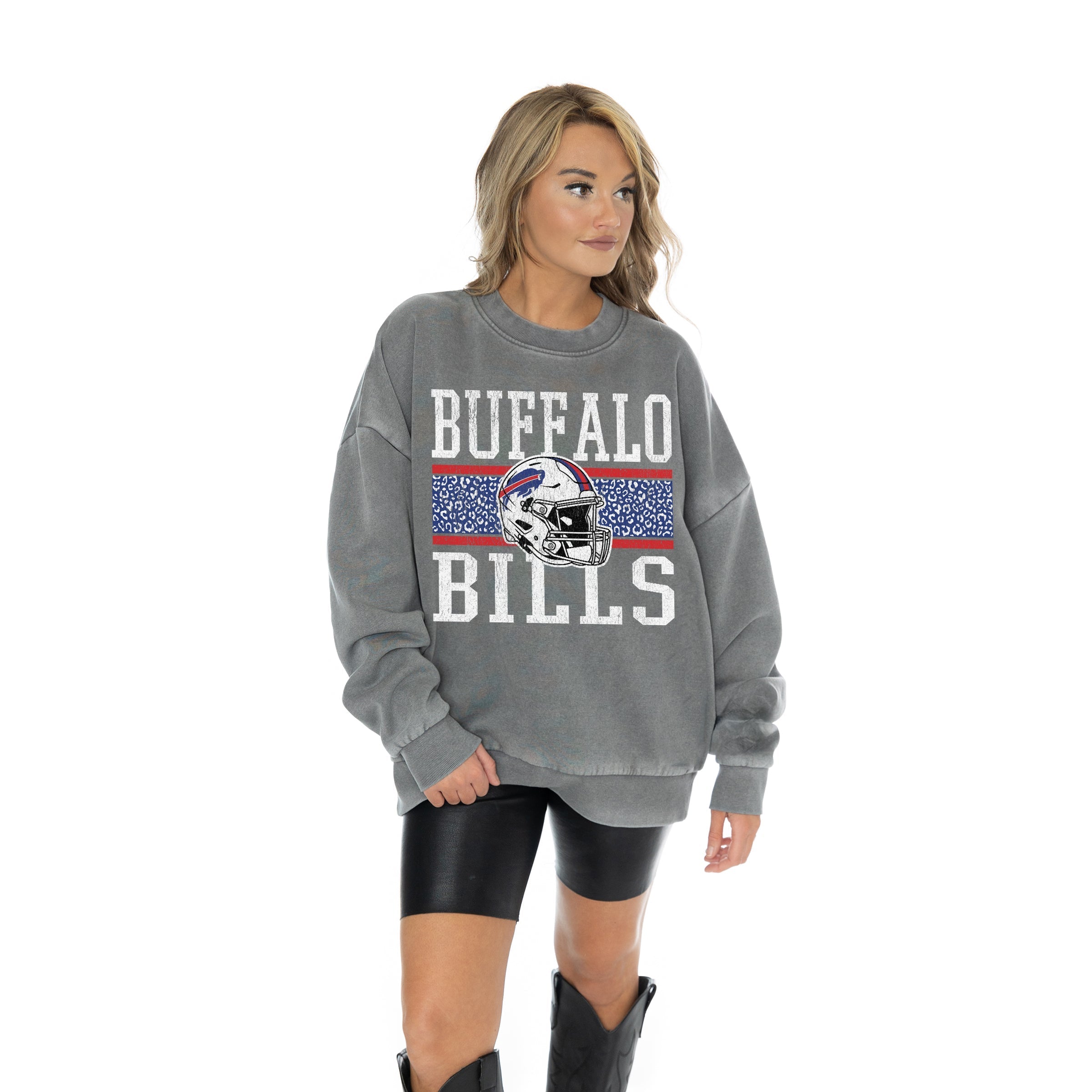 GC X NFL Buffalo Bills In The Wild Vintage Wash Oversized Crewneck Fleece - view 2
