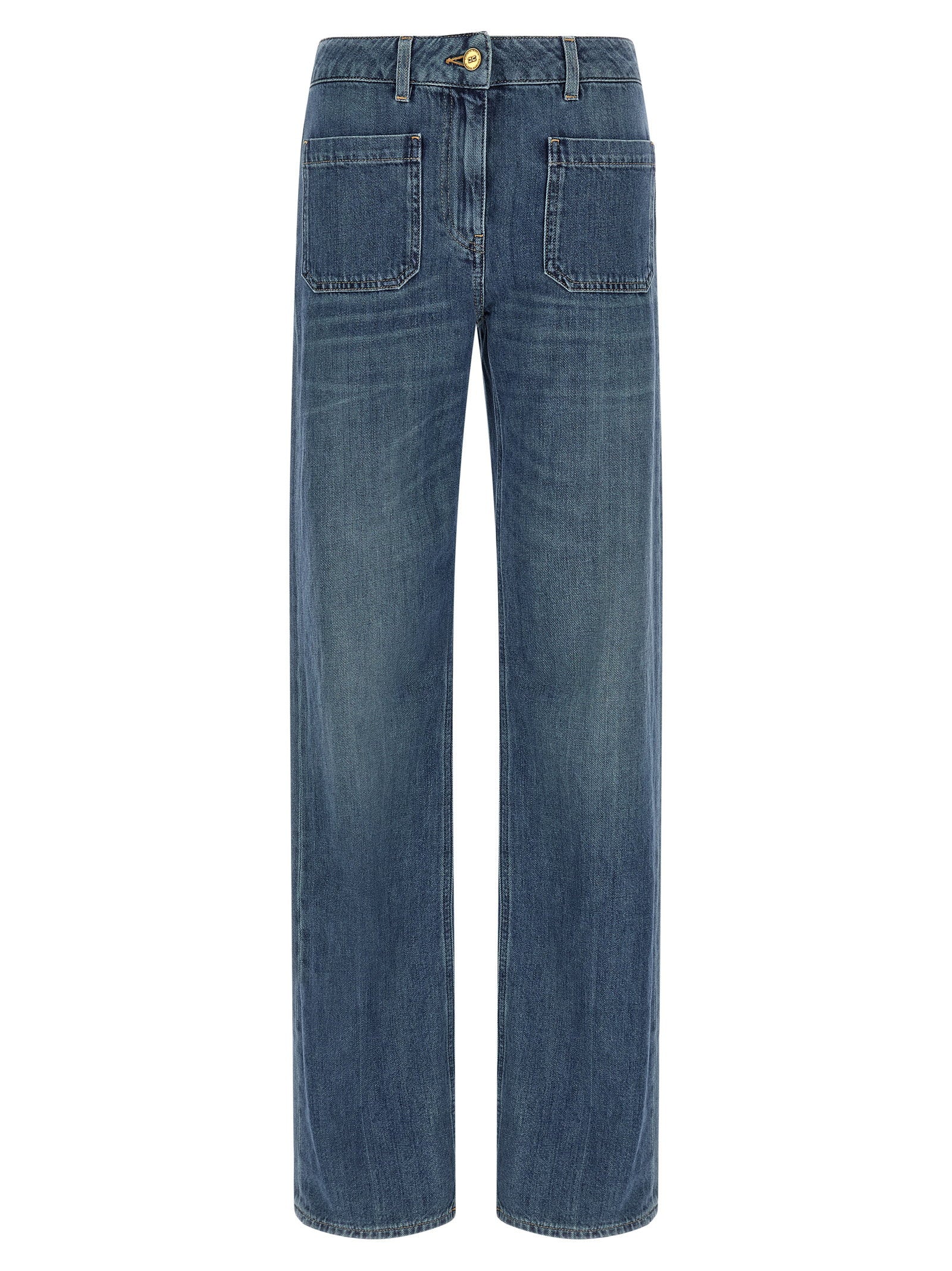 Elisabetta Franchi Logo Embroidery Jeans – 100% cotton