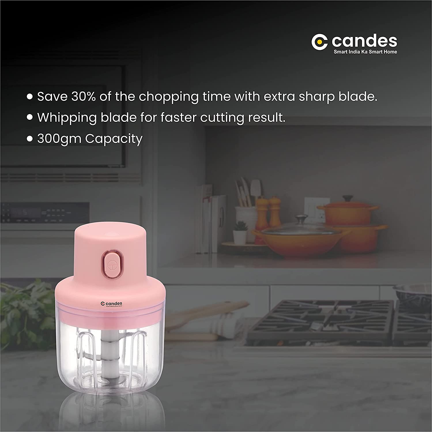 Candes Photon Electric Mini Chopper with USB | Portable Small Food Processor for Garlic/Chili/Ginger/Onion - view 3