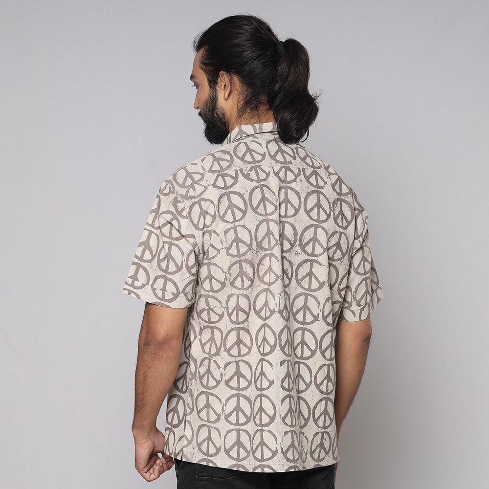 BINDAAS UNLIMITED Beige - Bindaas Block Printed Natural Dyed Cotton Men Half Sleeve Shirt - view 4