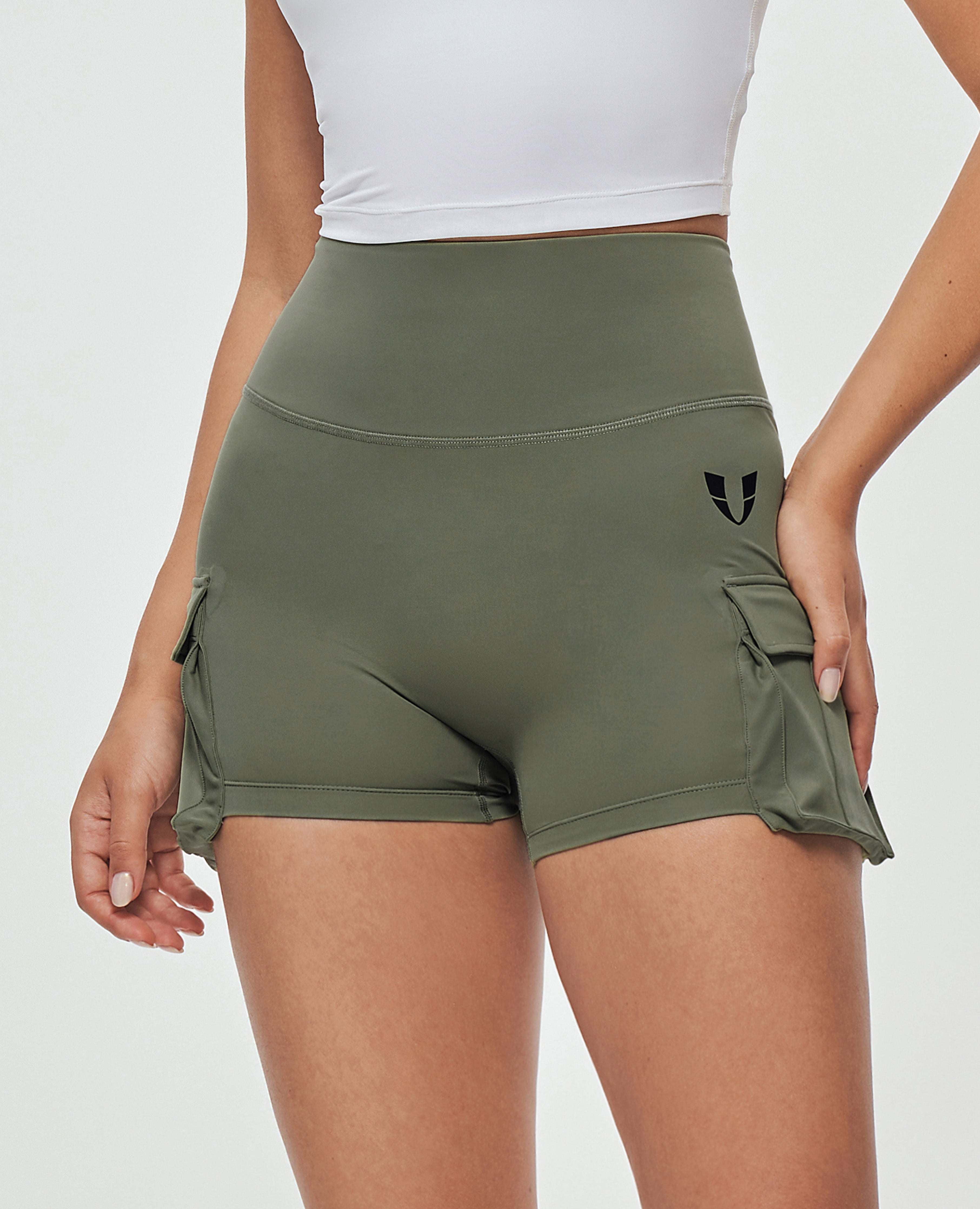 FIRM ABS Scrunch Butt Cargo Shorts - Olive Green - view 3