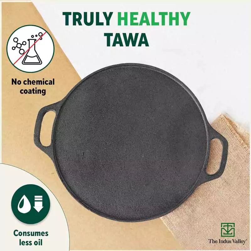 The Indus Valley CASTrong Cast Iron Roti/Dosa Tawa, Pre-seasoned, Nonstick, 100% Pure, Toxin-free, Gas & Induction, Free ₹110 Spatula, 30.2cm, 2.4kg - view 4