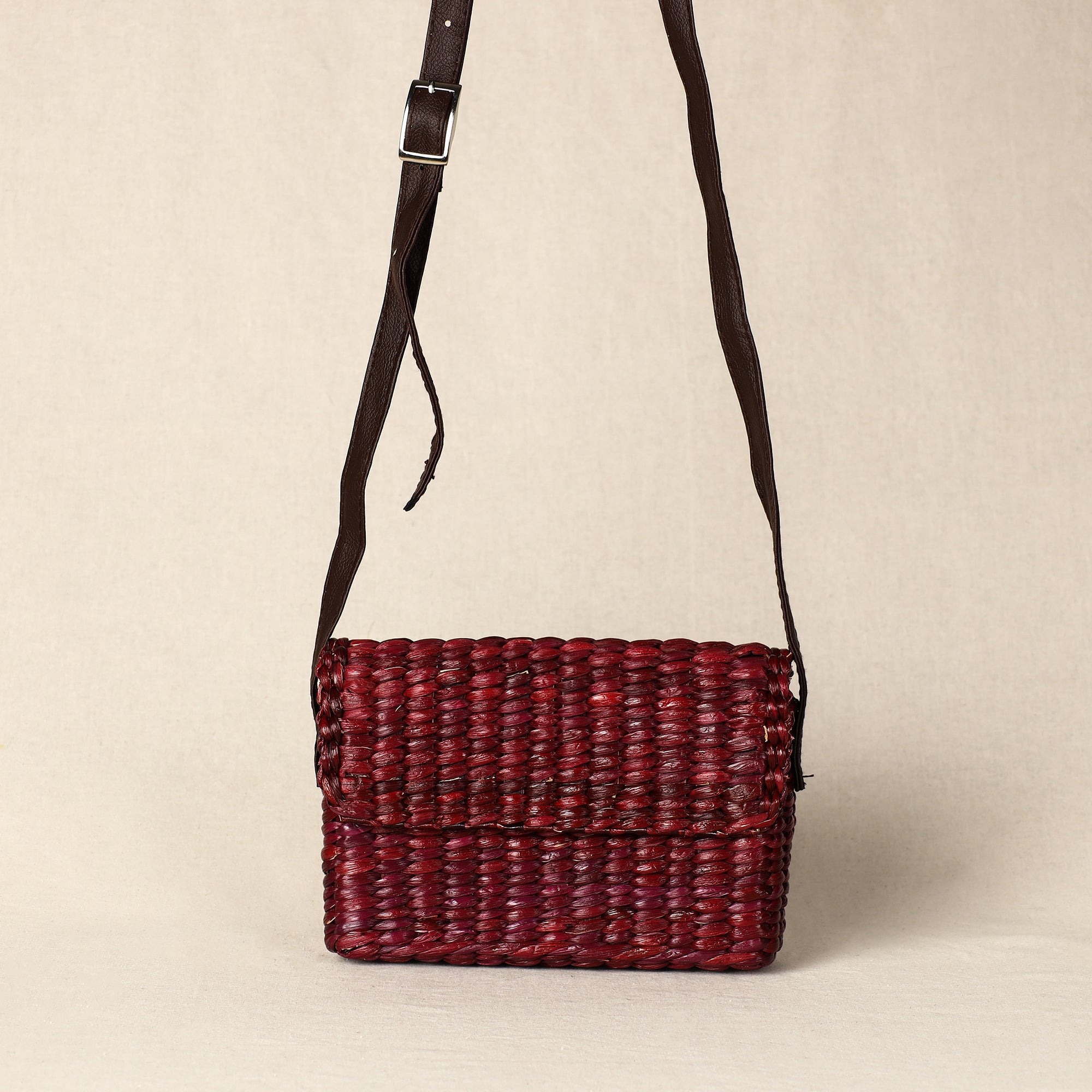 ITOKRI CRAFTS INITIATIVE Brown - Handmade Organic Water Hyacinth Sling Bag from Assam