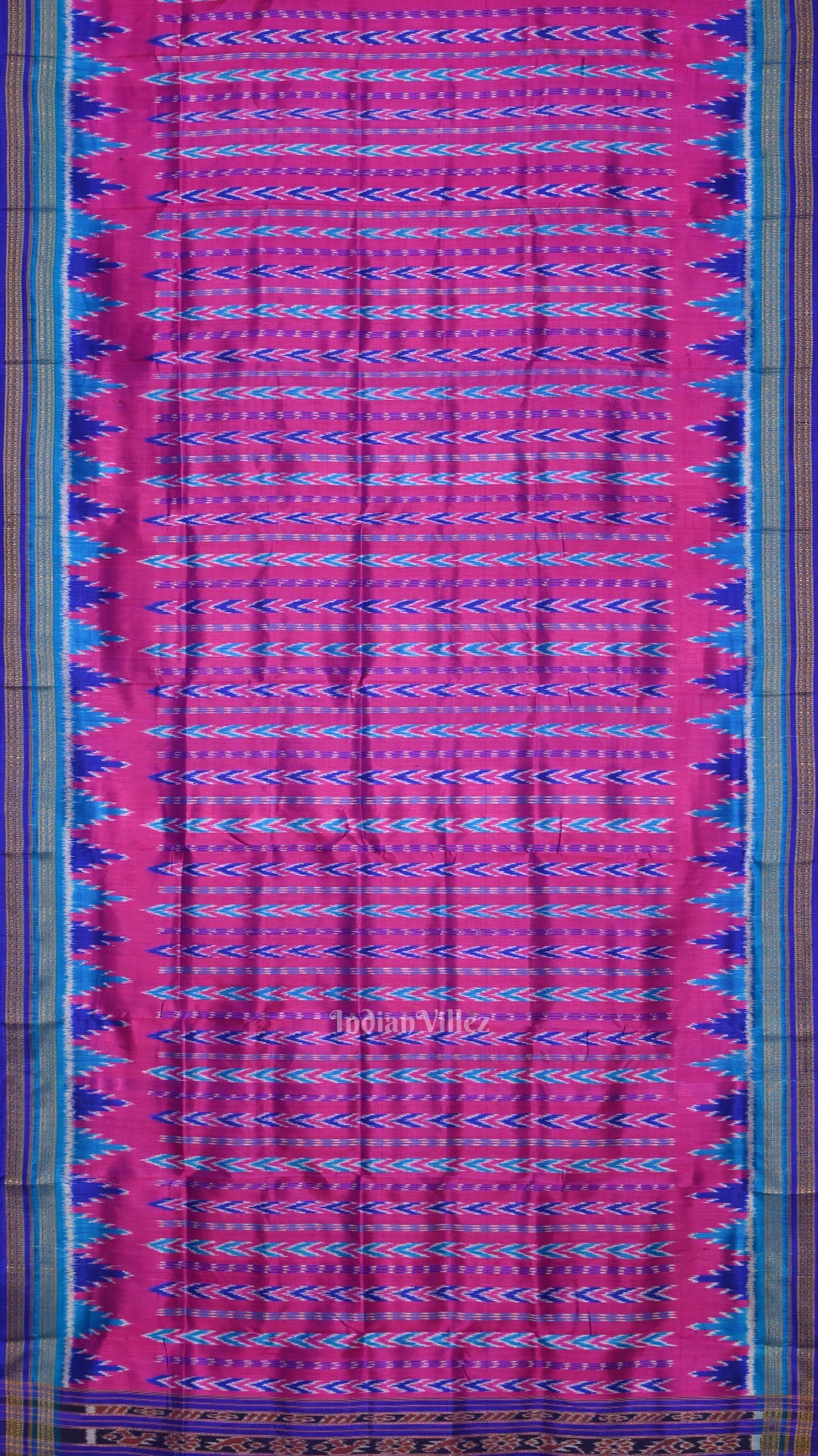 IndianVillèz Purple Blue Odisha Ikat Khandua Silk Saree - view 3