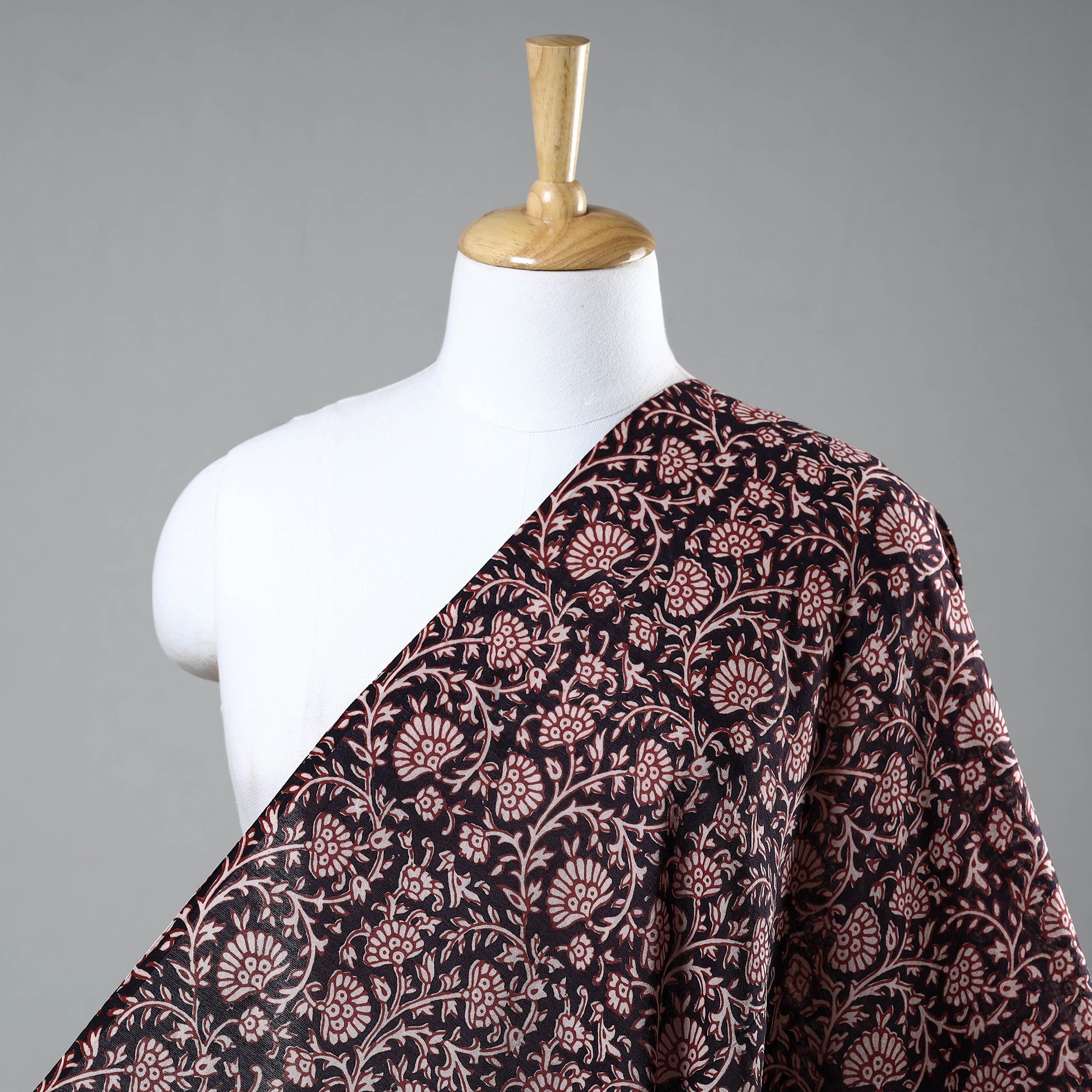 BAGH PRINTS BY UMAR FARUK KHATRI Black - Chanderi Silk Handloom Bagh Block Print Fabric