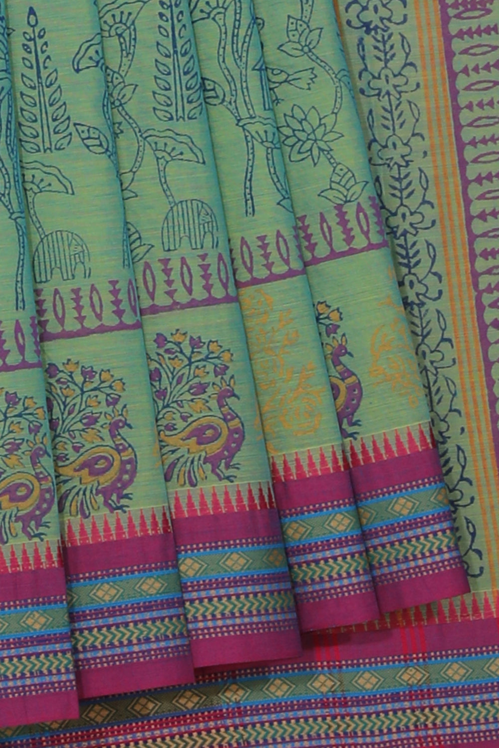 Kalanjali Ethnics Hand block printed cotton saree