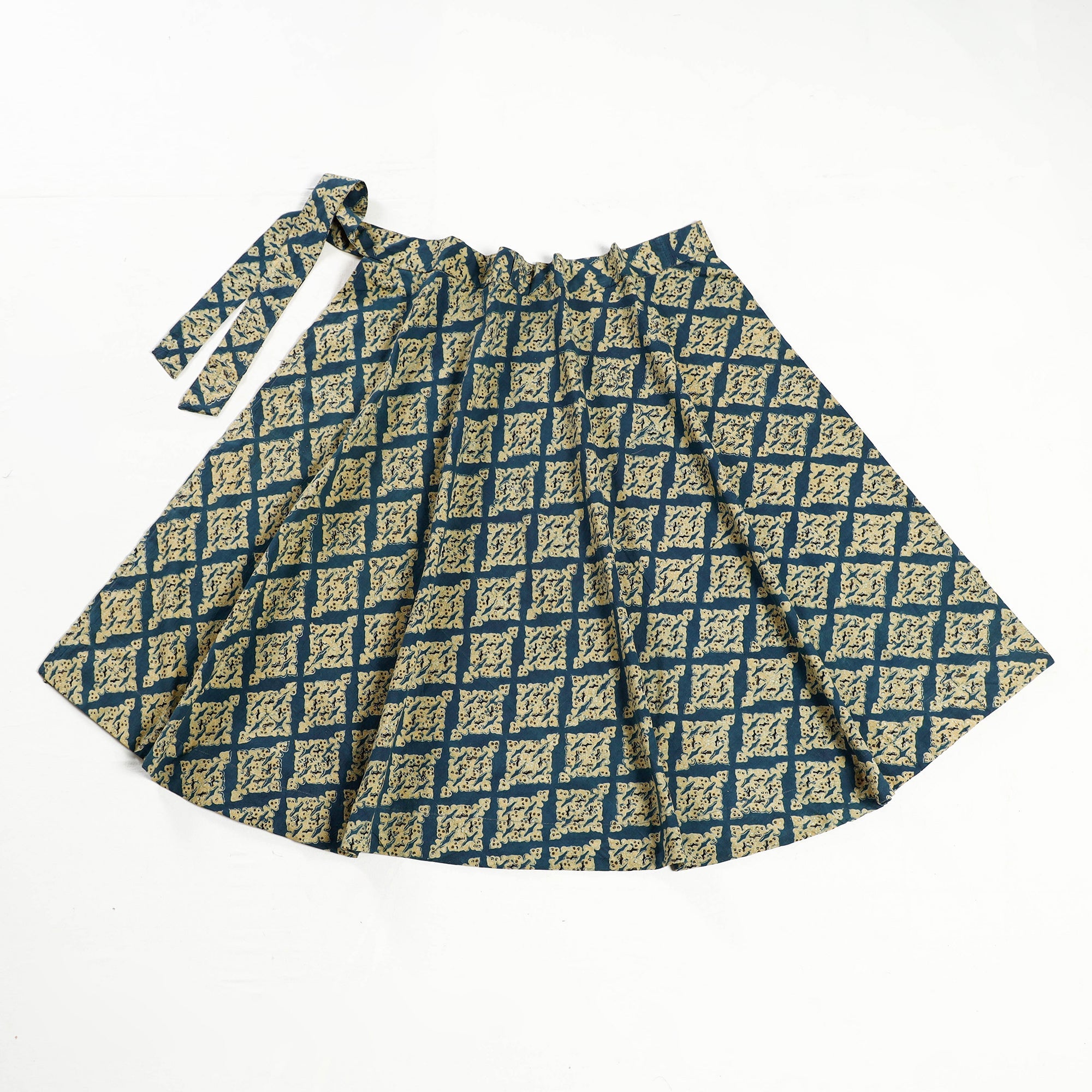 NOORI BAZAR Blue - Ajrakh Block Printed Cotton Wrap Around Skirt - view 2