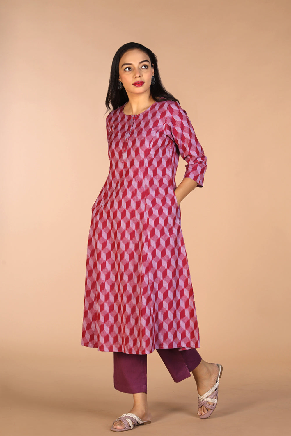 Kalanjali Ethnics Handwoven cotton Pochampally Ikat kurta