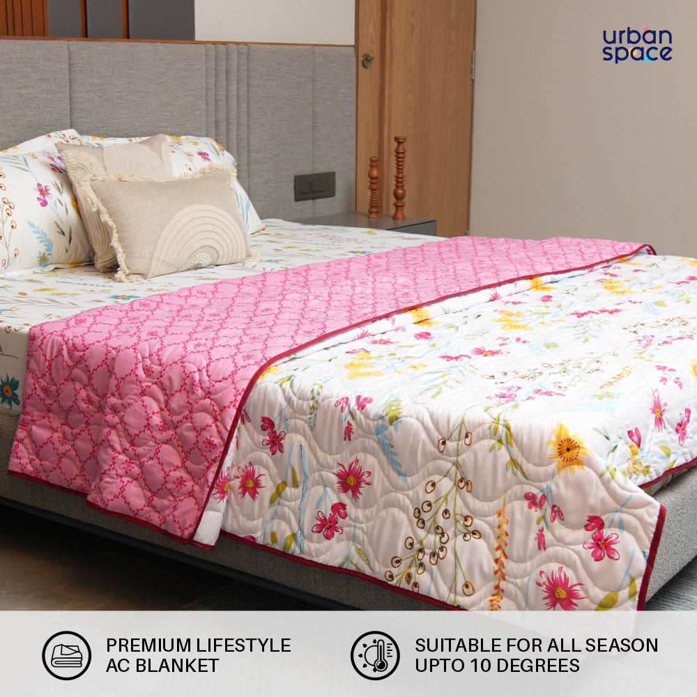 Urban Space -Home Furnishing Store Microfiber 120 GSM All Season AC Blanket / Dohar for bedroom - France - Pink